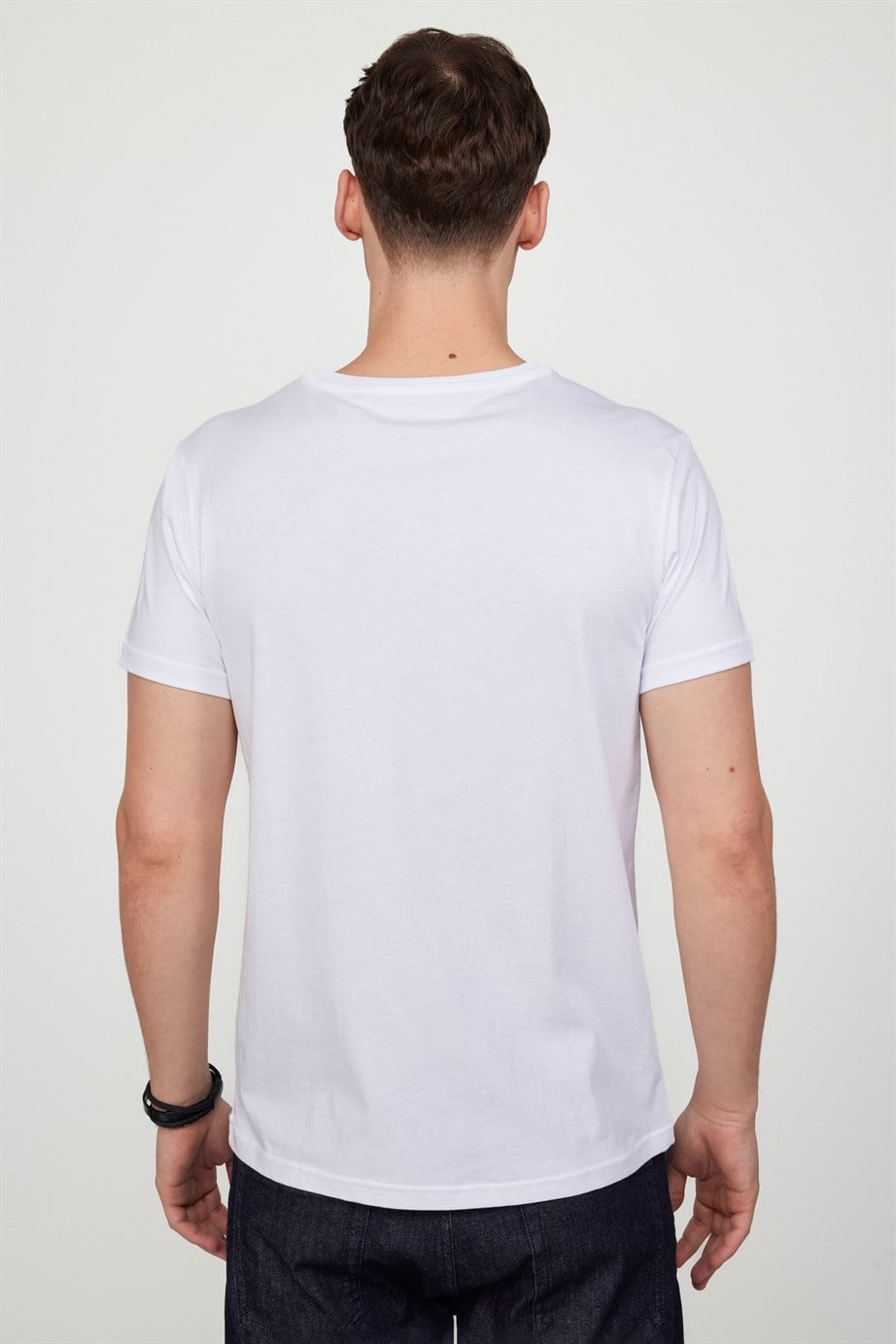 Erkek Bisiklet Yaka Slim Fit Pamuk Baskılı Tişört