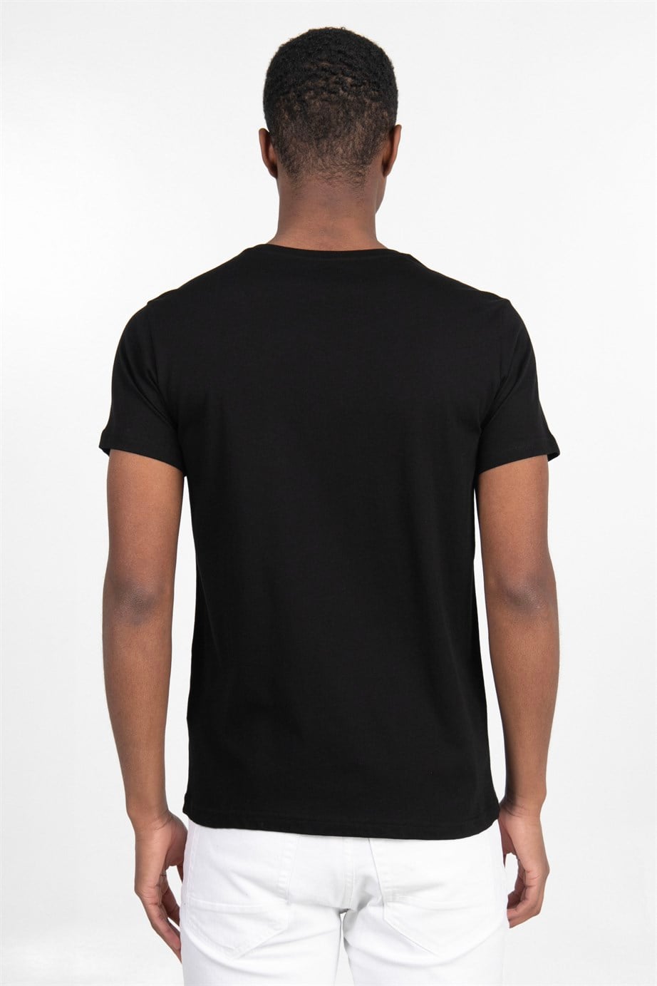 Erkek Bisiklet Yaka Slim Fit Pamuk Baskılı Tişört