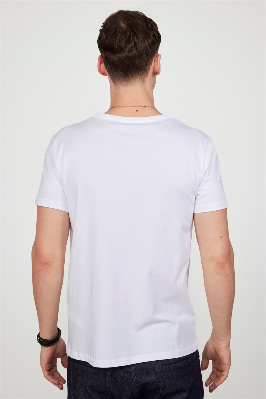 Erkek Bisiklet Yaka Slim Fit Pamuk Baskılı Tişört