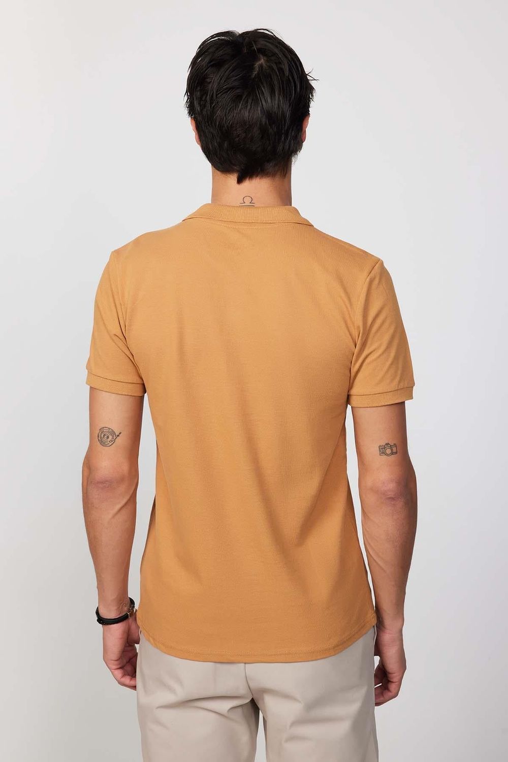 Erkek Polo Yaka Slim Fit Düz Pamuk Pike Tarçın Tişört