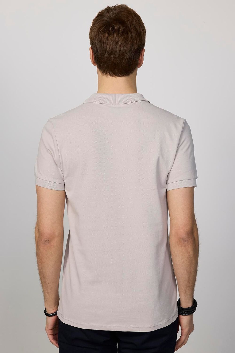 Erkek Slim Fit Dar Kesim Pamuklu Yumuşak Dokulu Serin Tutan Kumaş Düz Pike Küllü Pembe Polo Yaka Tişört