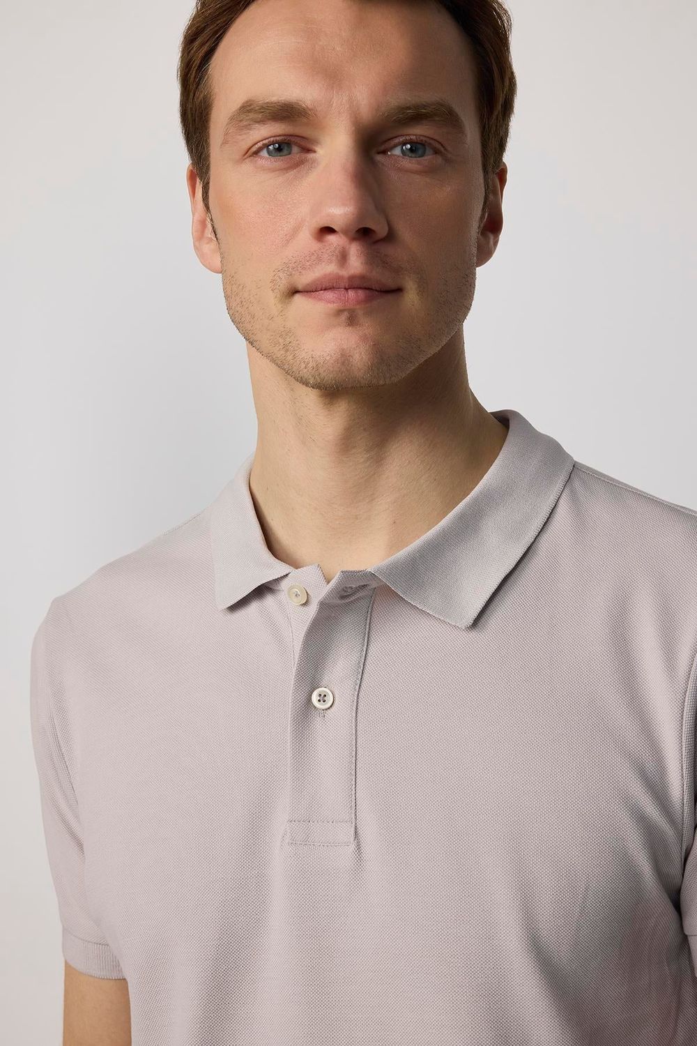 Erkek Slim Fit Dar Kesim Pamuklu Yumuşak Dokulu Serin Tutan Kumaş Düz Pike Küllü Pembe Polo Yaka Tişört