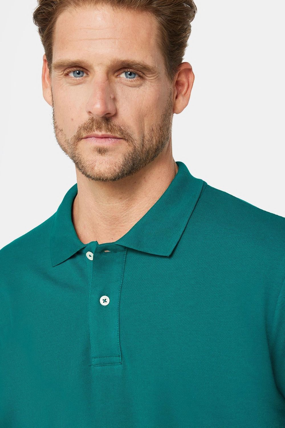 Erkek Slim Fit Dar Kesim %100 Pamuk Düz Pike Yeşil Polo Yaka Tişört