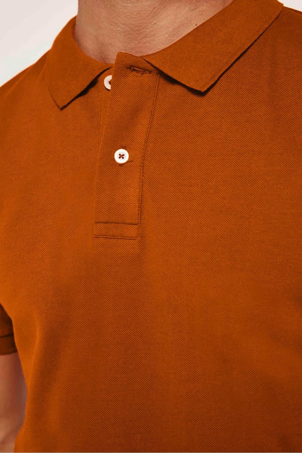 Erkek Slim Fit Dar Kesim %100 Pamuk Düz Pike Kahverengi Polo Yaka Tişört