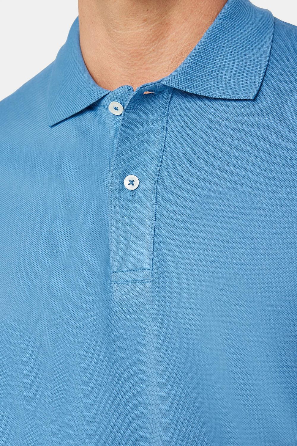 Erkek Slim Fit Dar Kesim %100 Pamuk Düz Pike İndigo Polo Yaka Tişört