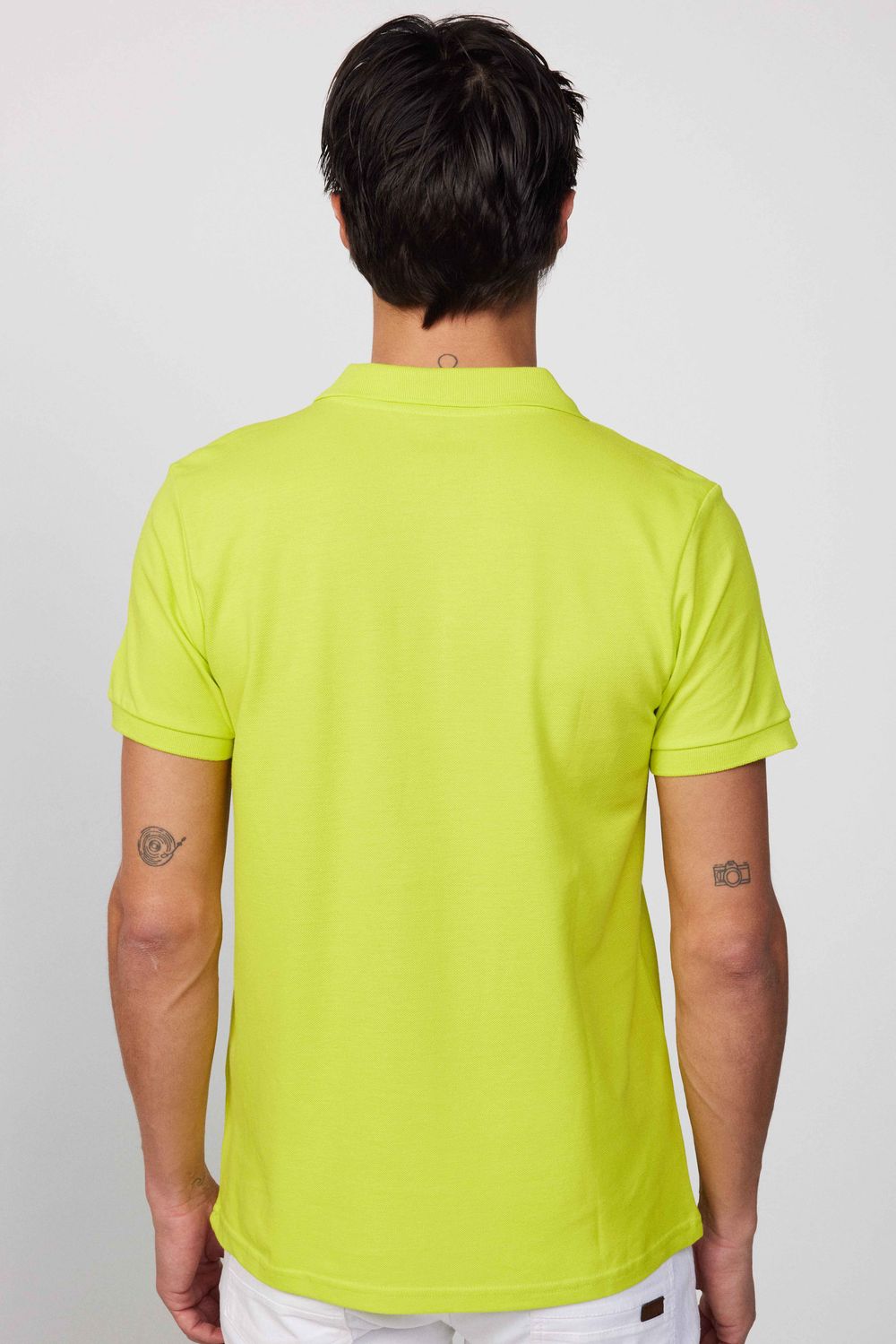 Erkek Polo Yaka Slim Fit Düz Pamuk Pike Yeşil Tişört