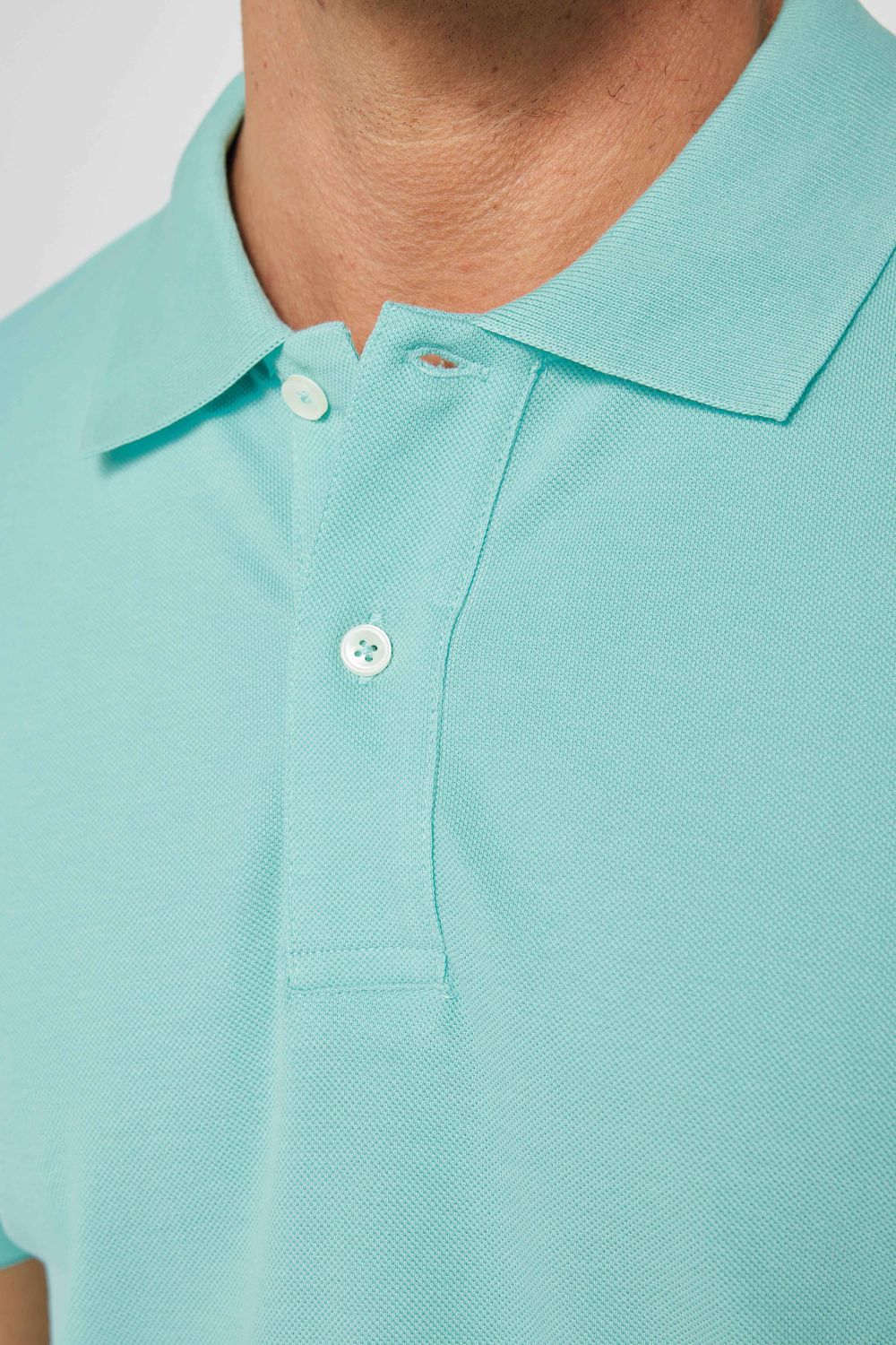 Erkek Slim Fit Dar Kesim %100 Pamuk Düz Pike Yeşil Polo Yaka Tişört