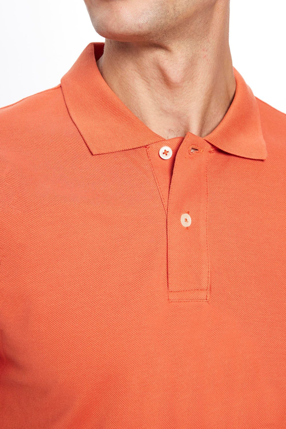 Erkek Slim Fit Dar Kesim %100 Pamuk Düz Pike Tarçın Renk Polo Yaka Tişört