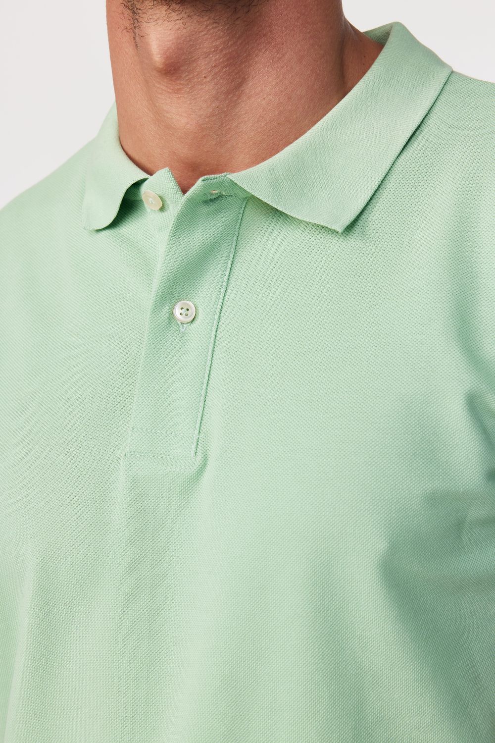 Erkek Polo Yaka Slim Fit Düz Pamuk Pike Yeşil Tişört