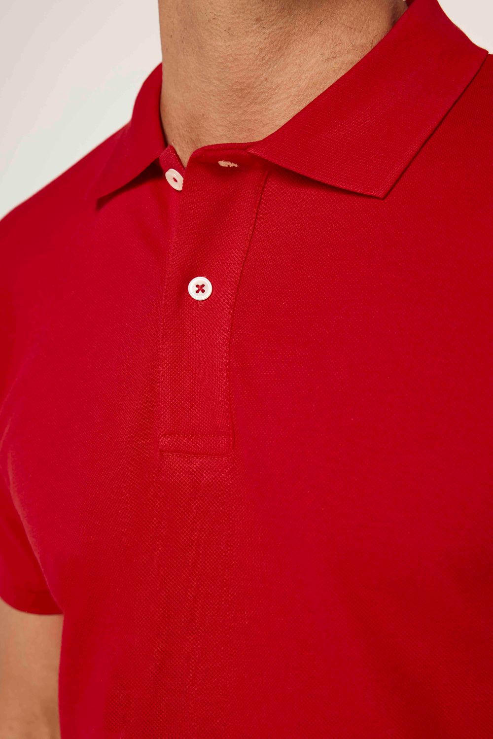 Erkek Slim Fit Dar Kesim %100 Pamuk Düz Pike Kırmızı Polo Yaka Tişört