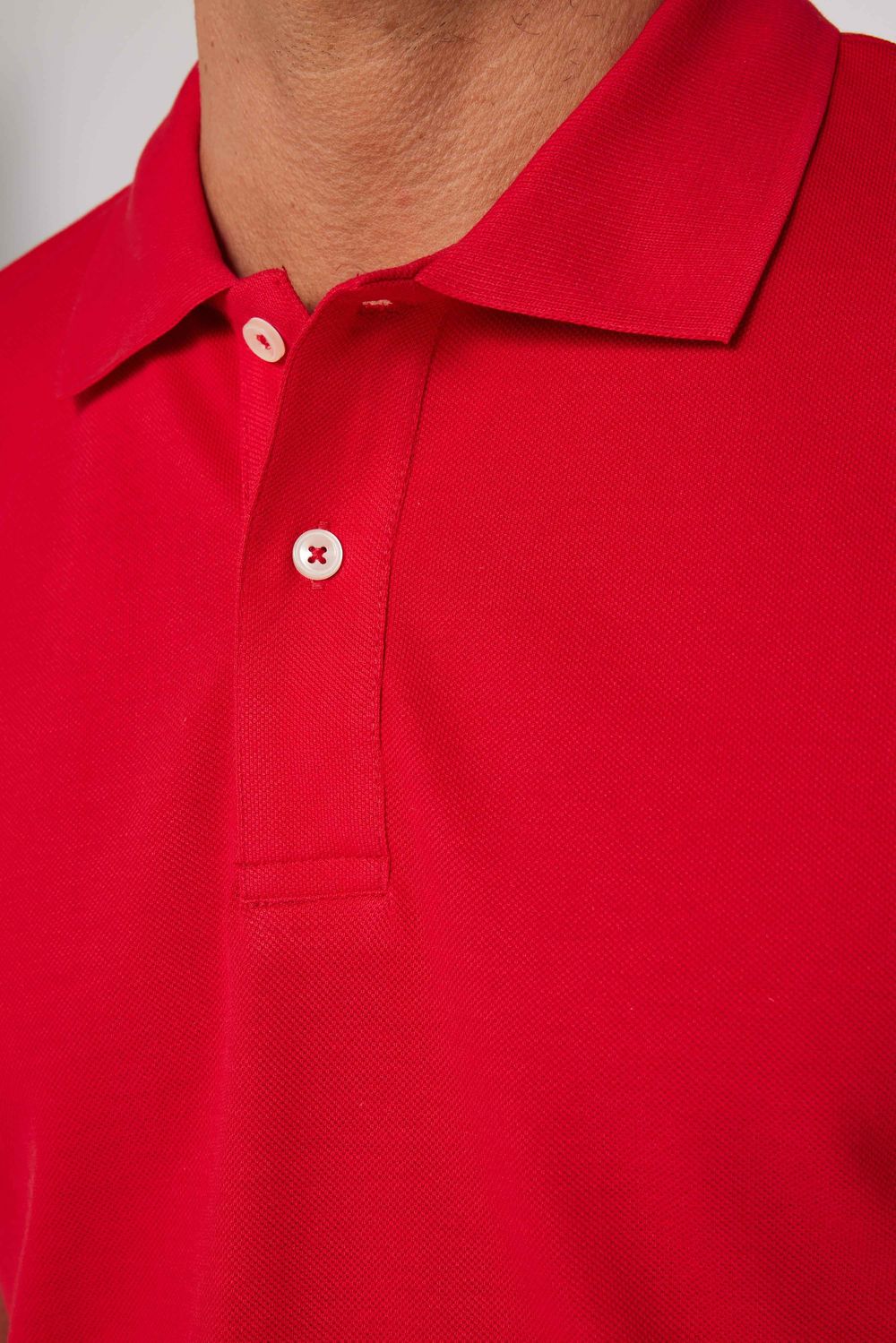 Erkek Polo Yaka Slim Fit Düz Pamuk Kırmızı Pike Tişört