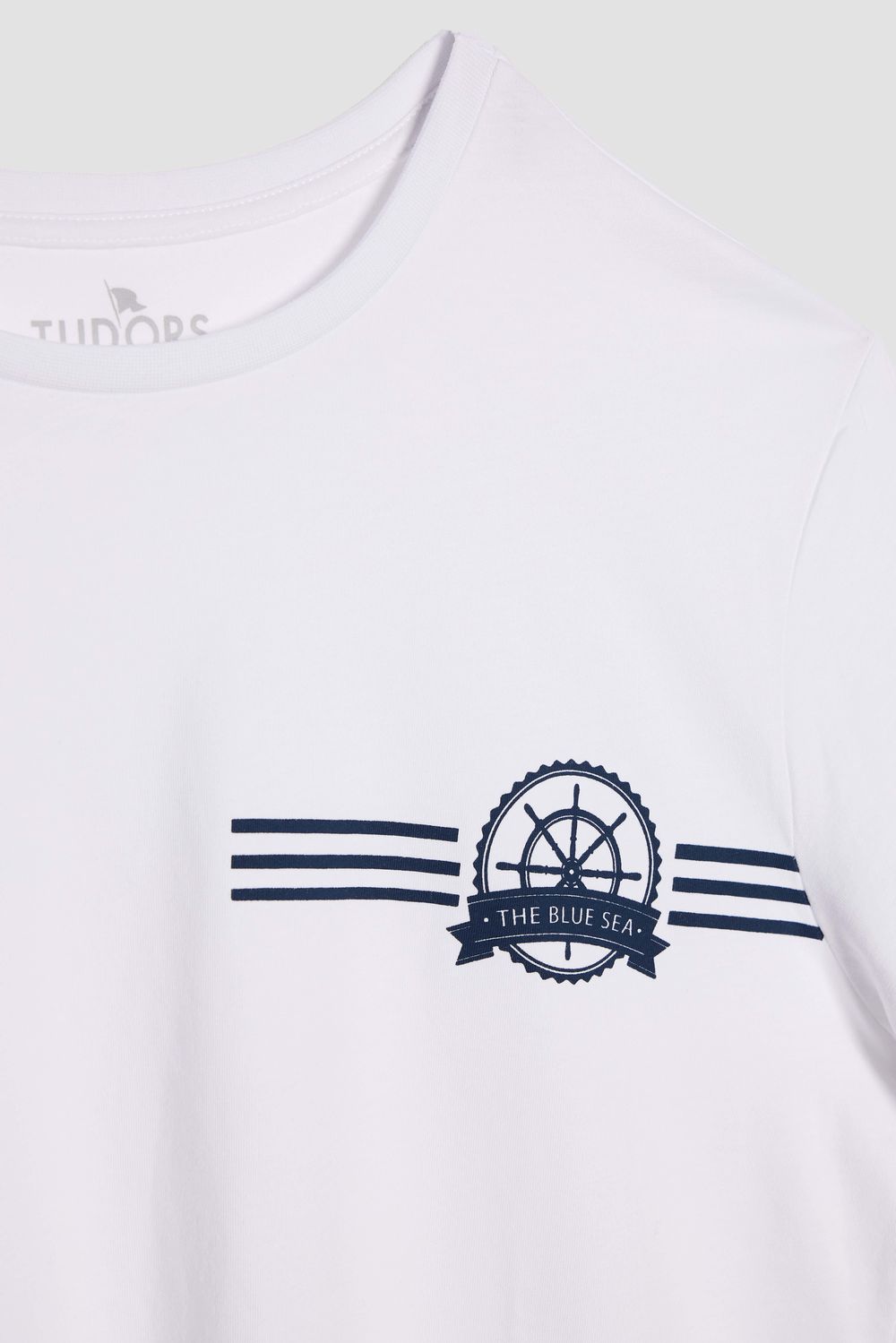 Erkek Slim Fit Dar Kesim %100 Pamuk Yumuşak Dokulu Baskılı Beyaz Bisiklet Yaka Tişört