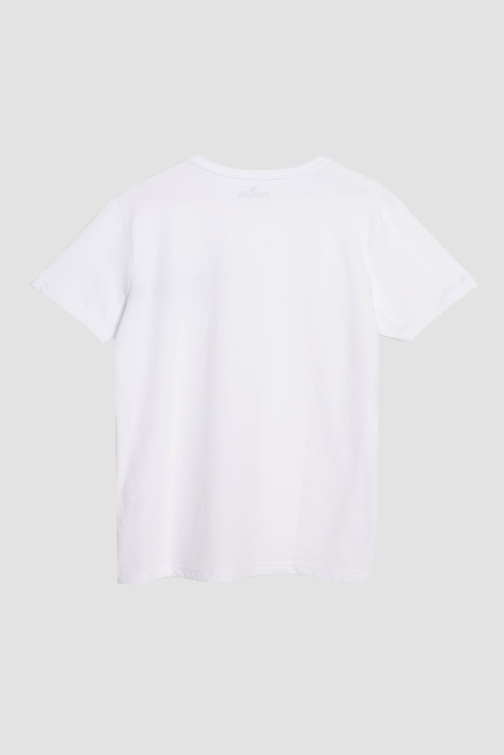 Erkek Slim Fit Dar Kesim %100 Pamuk Yumuşak Dokulu Baskılı Beyaz Bisiklet Yaka Tişört