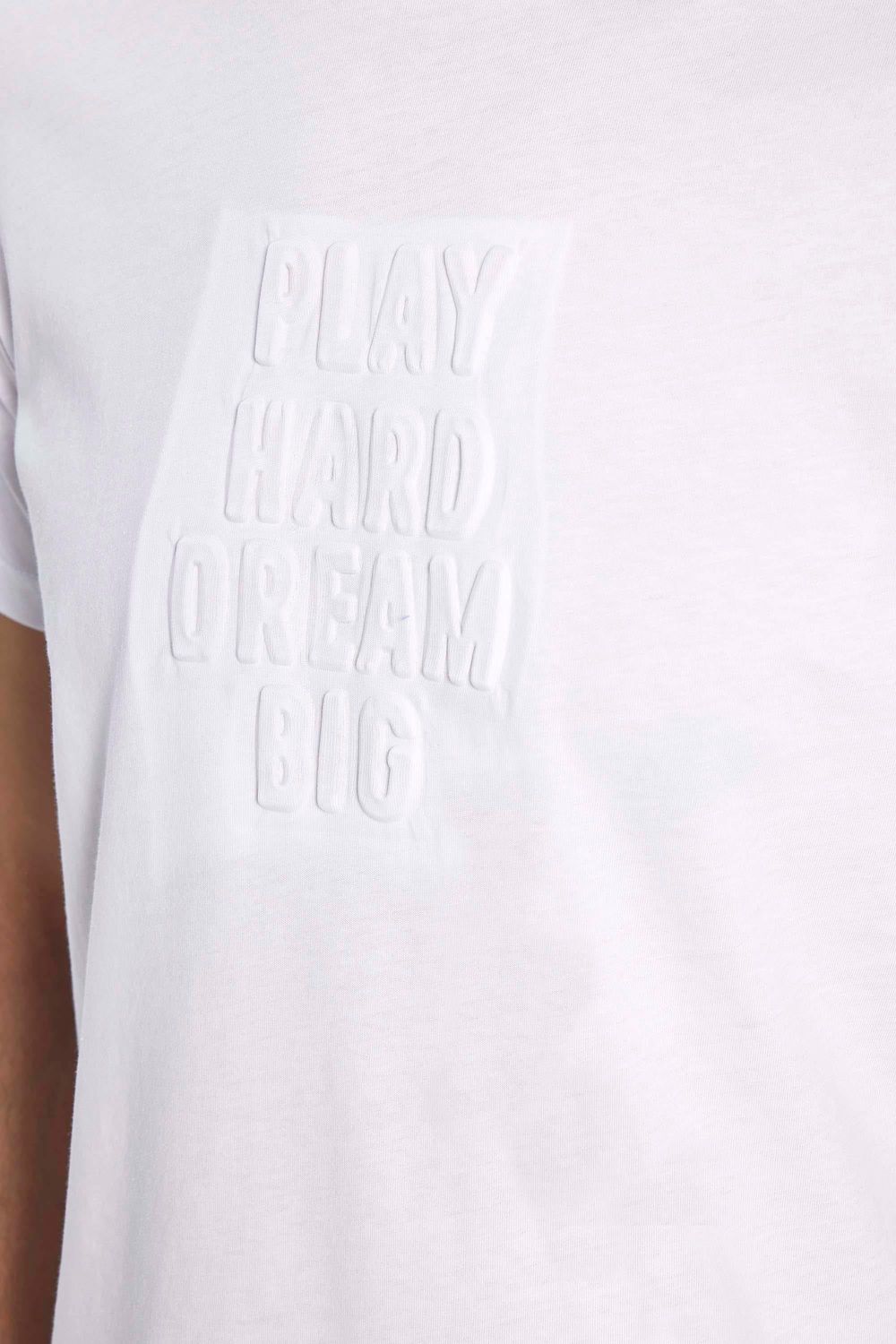 Erkek Slim Fit Dar Kesim %100 Pamuk Yumuşak Dokulu Baskılı Beyaz Bisiklet Yaka Tişört