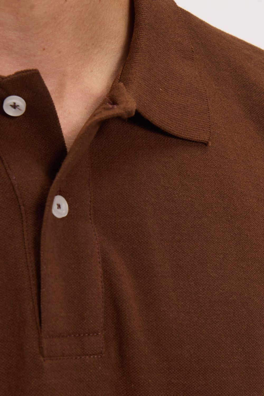 Erkek Slim Fit Dar Kesim Pamuklu Yumuşak Doku Nefes Alan Kumaş Kahverengi Polo Yaka Tişört