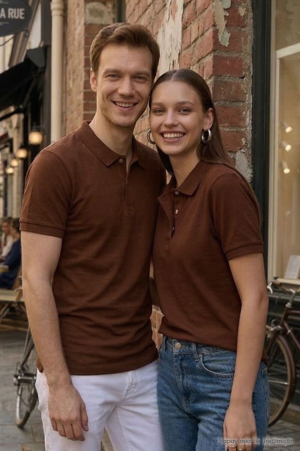 Erkek Slim Fit Dar Kesim Pamuklu Yumuşak Doku Kahverengi Polo Yaka Tişört