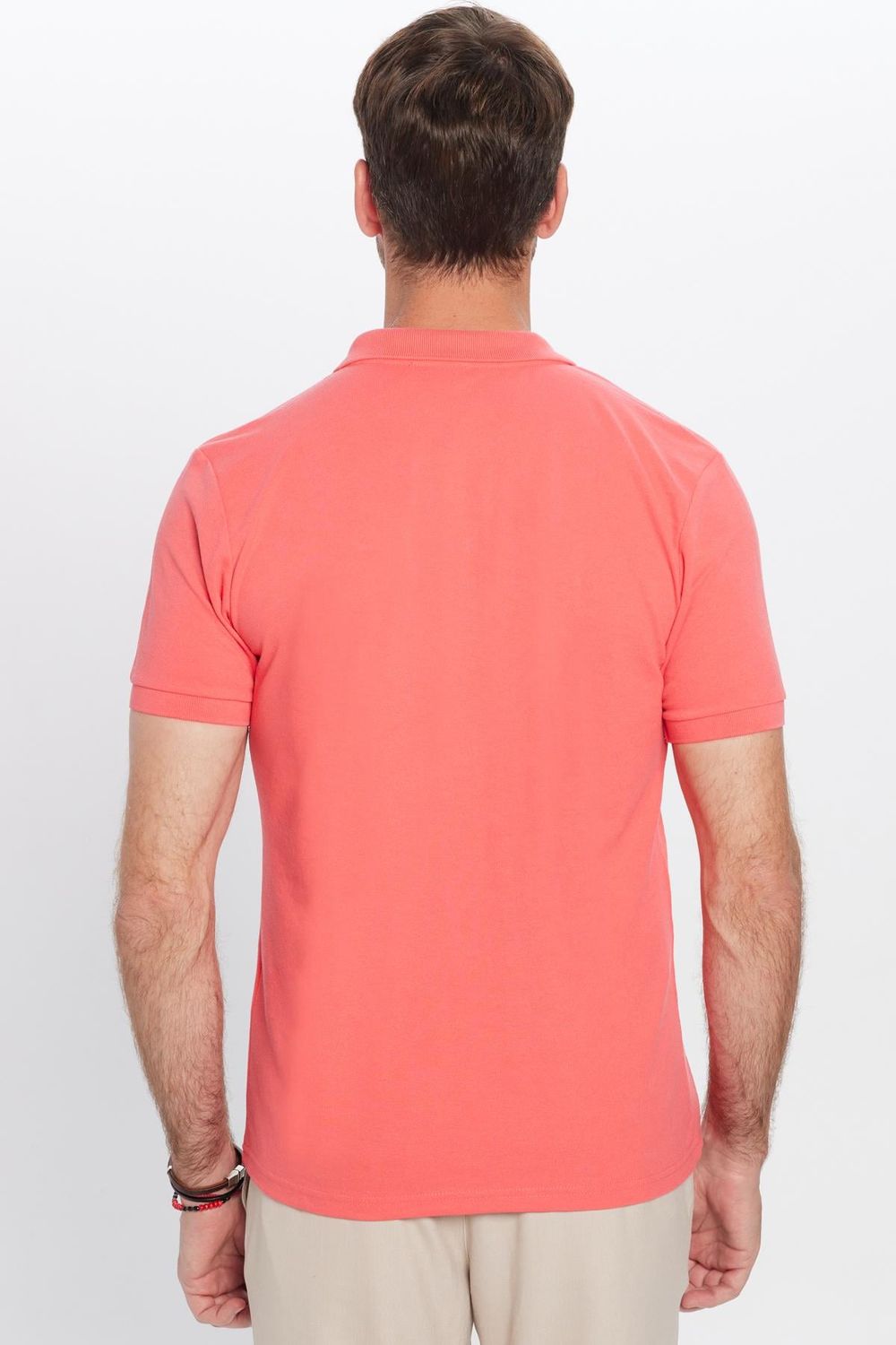 Erkek Slim Fit Dar Kesim Pamuklu Yumuşak Dokulu Serin Tutan Kumaş Düz Pike Polo Yaka Tişört