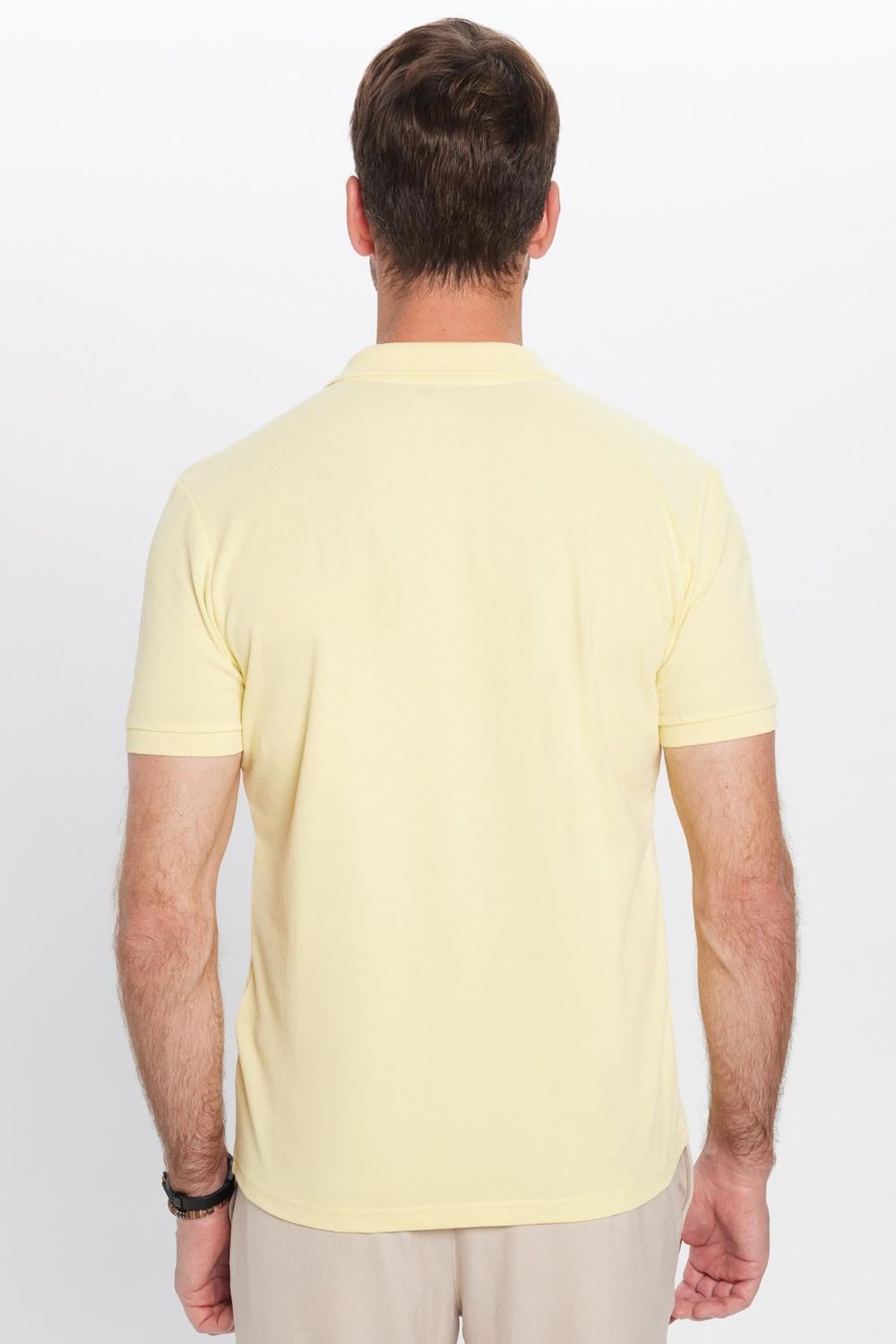 Erkek Slim Fit Dar Kesim Pamuklu Yumuşak Dokulu Serin Tutan Kumaş Düz Pike Polo Yaka Tişört