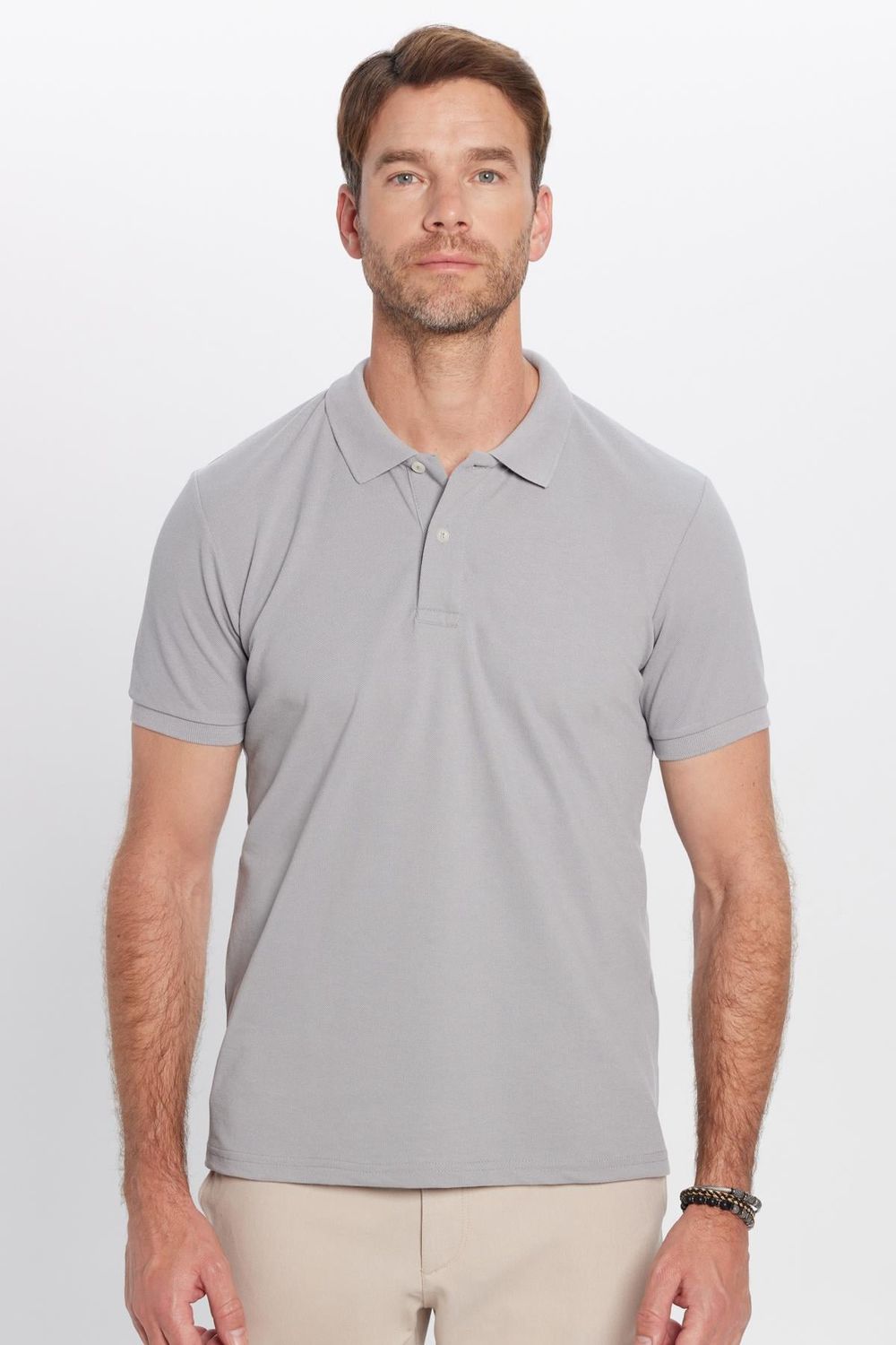 Erkek Slim Fit Dar Kesim Pamuklu Yumuşak Dokulu Serin Tutan Kumaş Düz Pike Polo Yaka Tişört