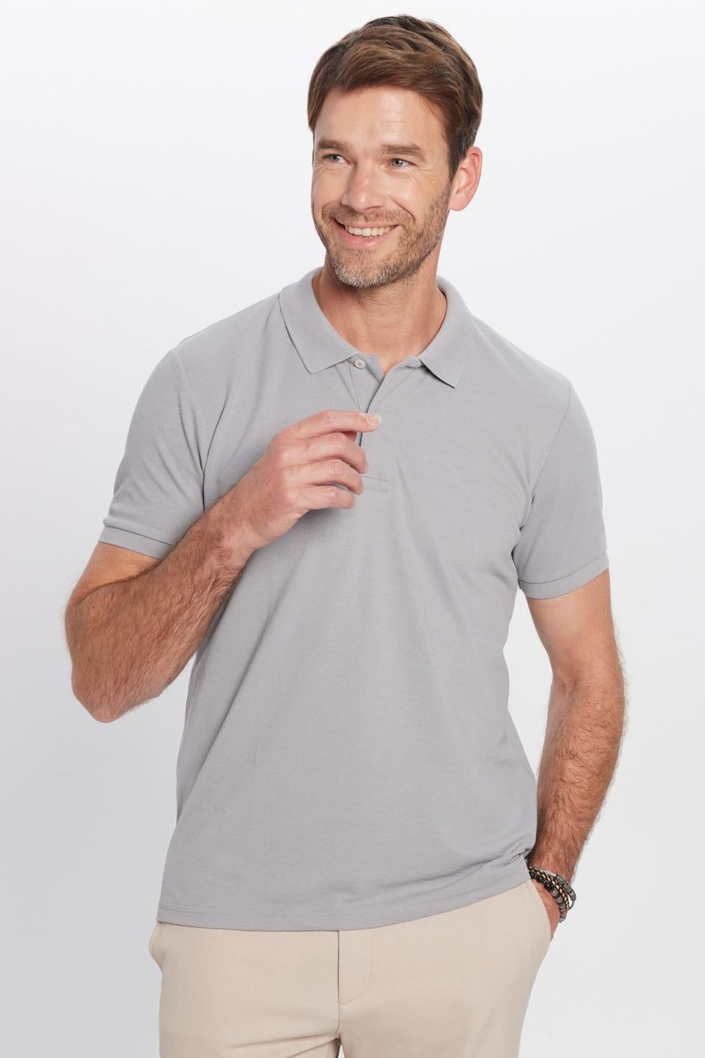 Erkek Slim Fit Dar Kesim Pamuklu Yumuşak Dokulu Serin Tutan Kumaş Düz Pike Polo Yaka Tişört