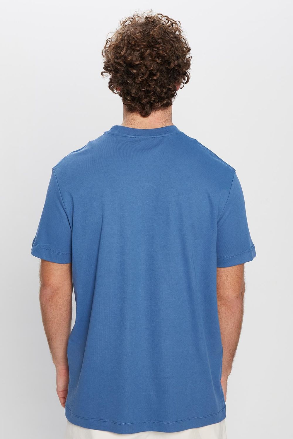 Unisex Relax Fit Rahat Kesim %100 Pamuk Yumuşak Dokulu Basic Bisiklet Yaka İndigo Tişört