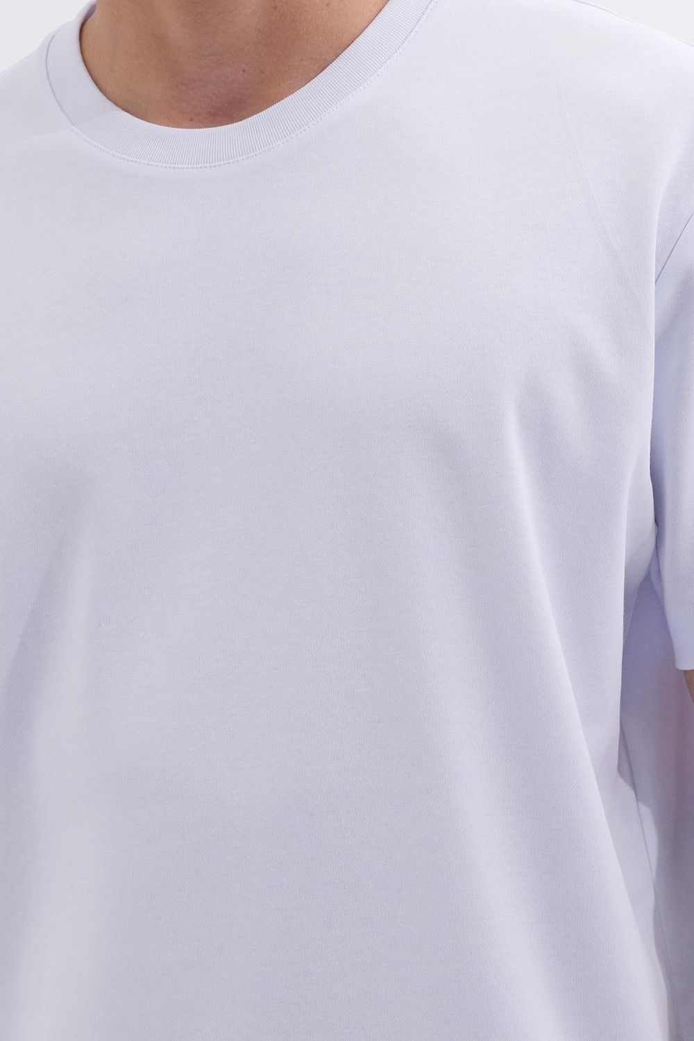 Unisex Relax Fit Rahat Kesim %100 Pamuk Yumuşak Dokulu Hafif Kalın Basic Bisiklet Yaka Beyaz Tişört