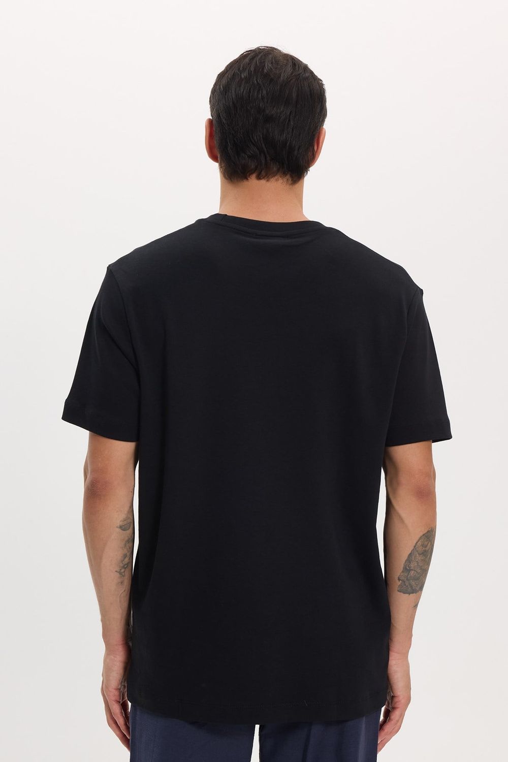 Unisex Relax Fit Rahat Kesim %100 Pamuk Yumuşak Dokulu Hafif Kalın Basic Bisiklet Yaka Siyah Tişört