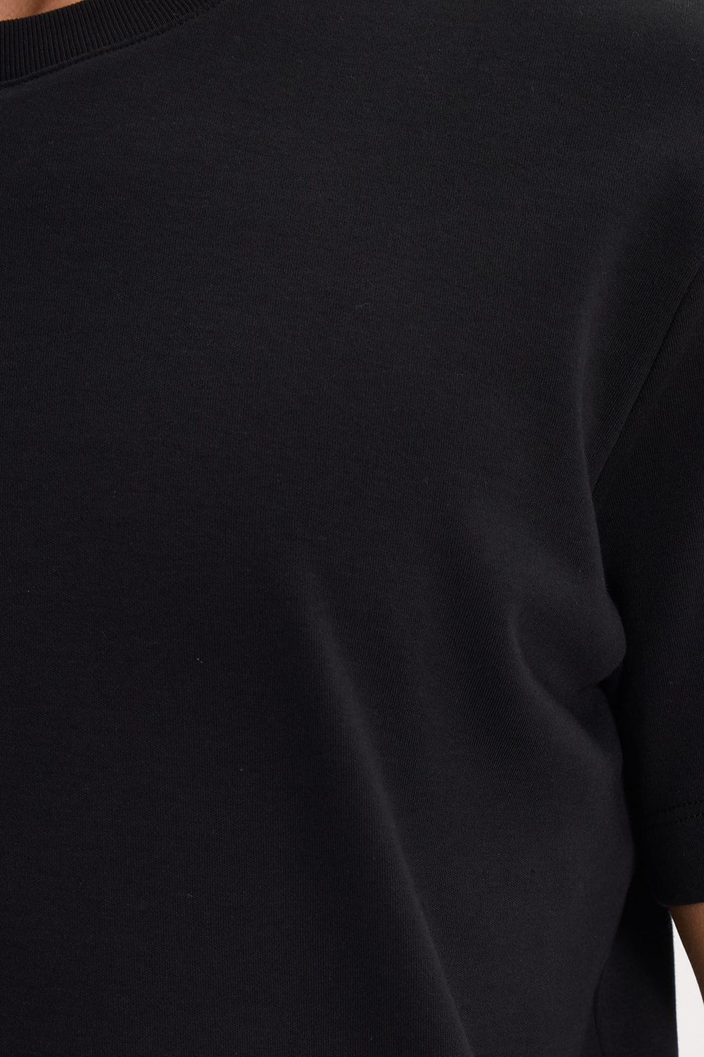 Unisex Relax Fit Rahat Kesim %100 Pamuk Yumuşak Dokulu Hafif Kalın Basic Bisiklet Yaka Siyah Tişört