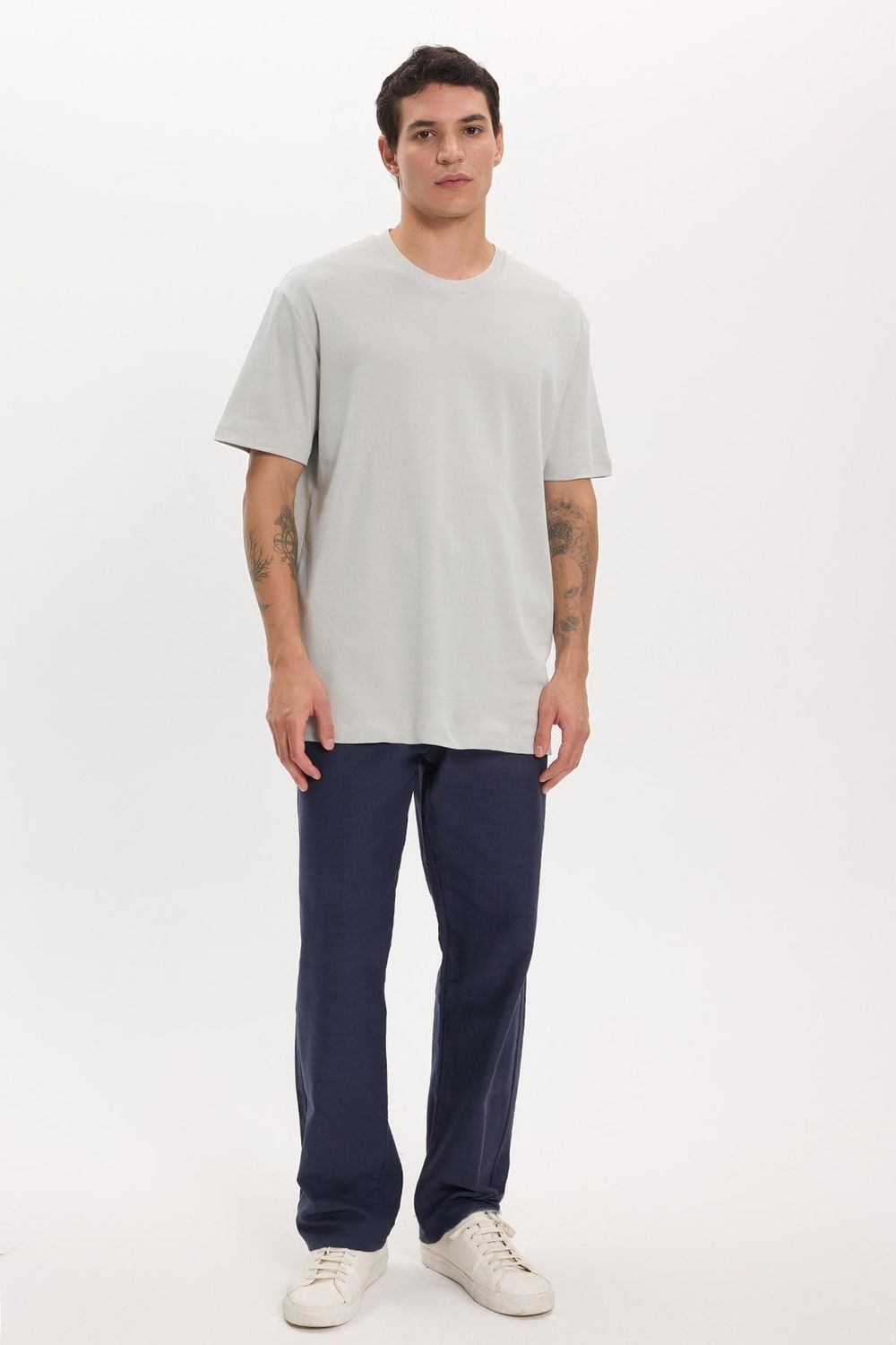 Unisex Relax Fit Rahat Kesim %100 Pamuk Yumuşak Dokulu Hafif Kalın Basic Bisiklet Yaka Gri Tişört