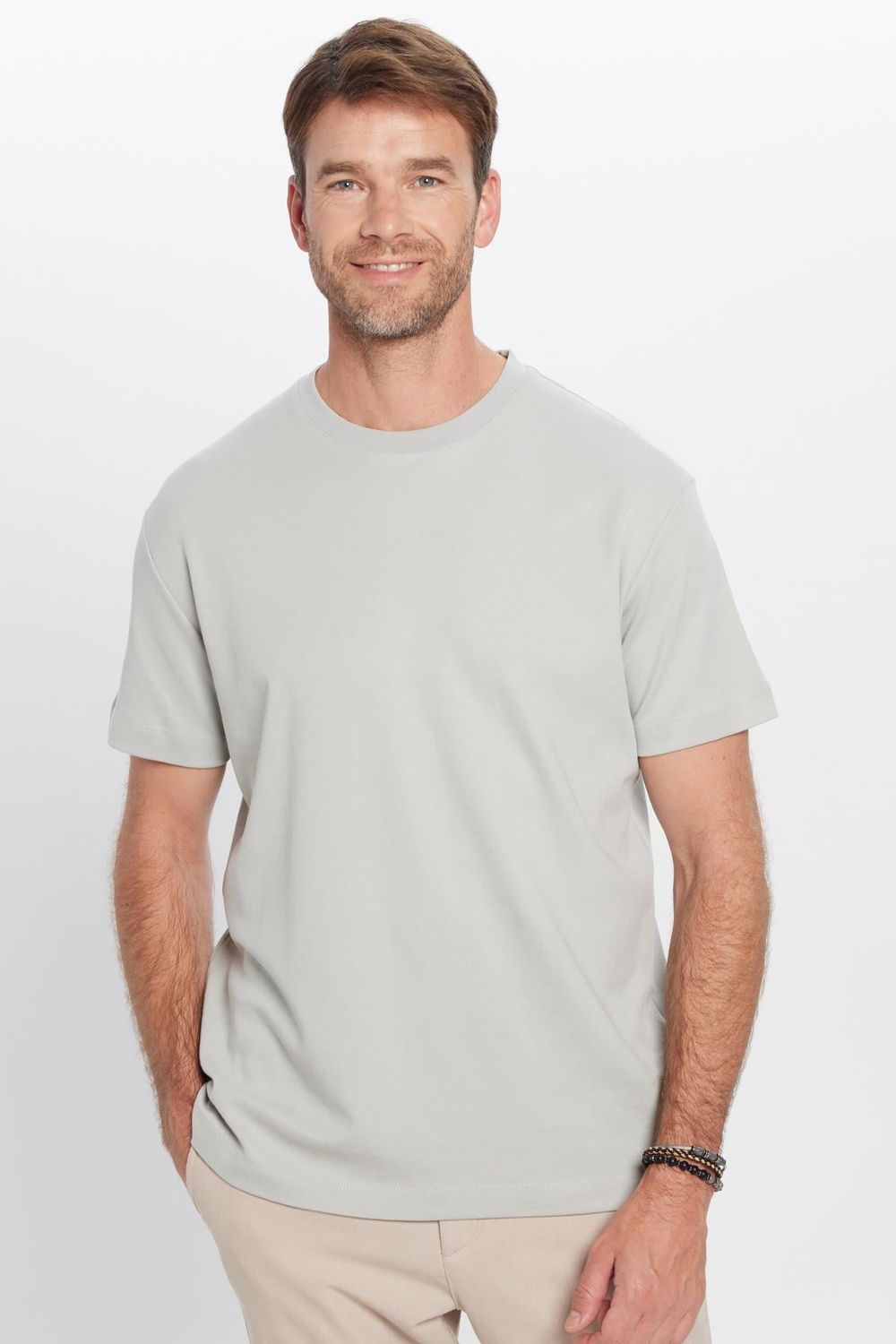Unisex Relax Fit Rahat Kesim %100 Pamuk Yumuşak Dokulu Basic Bisiklet Yaka Gri Tişört