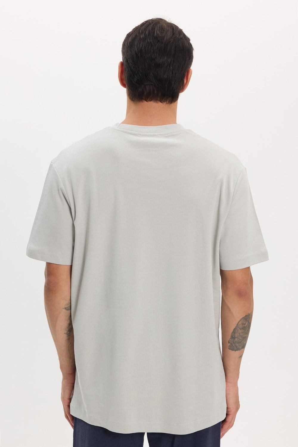 Unisex Relax Fit Rahat Kesim %100 Pamuk Yumuşak Dokulu Hafif Kalın Basic Bisiklet Yaka Gri Tişört