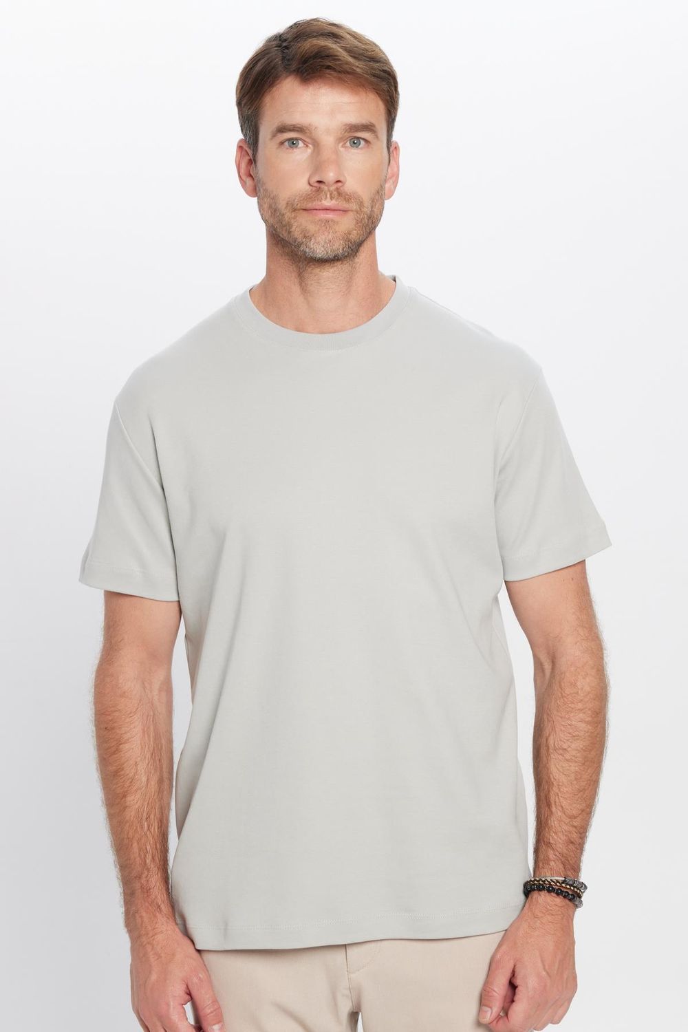 Unisex Relax Fit Rahat Kesim %100 Pamuk Yumuşak Dokulu Basic Bisiklet Yaka Gri Tişört