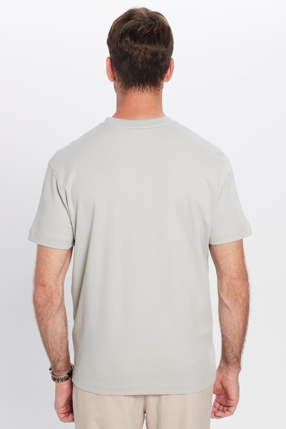 Unisex Relax Fit Rahat Kesim %100 Pamuk Yumuşak Dokulu Basic Bisiklet Yaka Gri Tişört