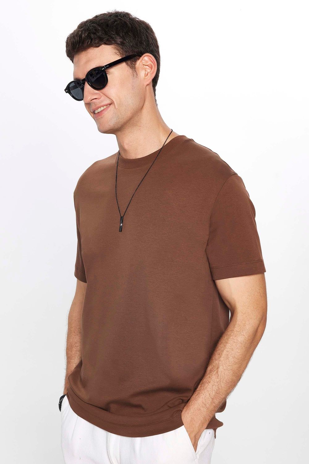 Unisex Relax Fit Rahat Kesim %100 Pamuk Yumuşak Dokulu Basic Bisiklet Yaka Taş Tişört