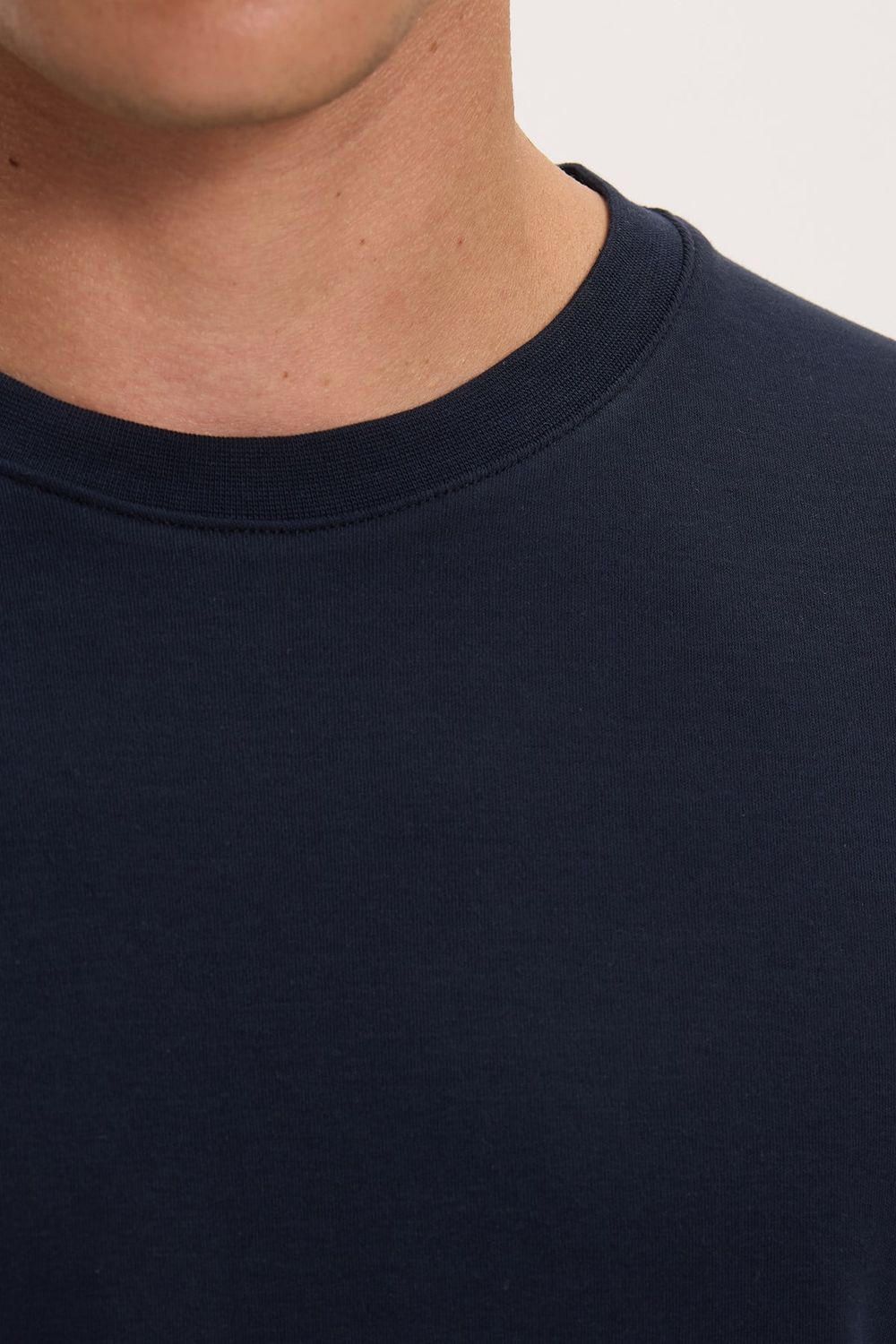 Unisex Relax Fit Rahat Kesim %100 Pamuk Yumuşak Dokulu Hafif Kalın Bisiklet Yaka Lacivert Tişört