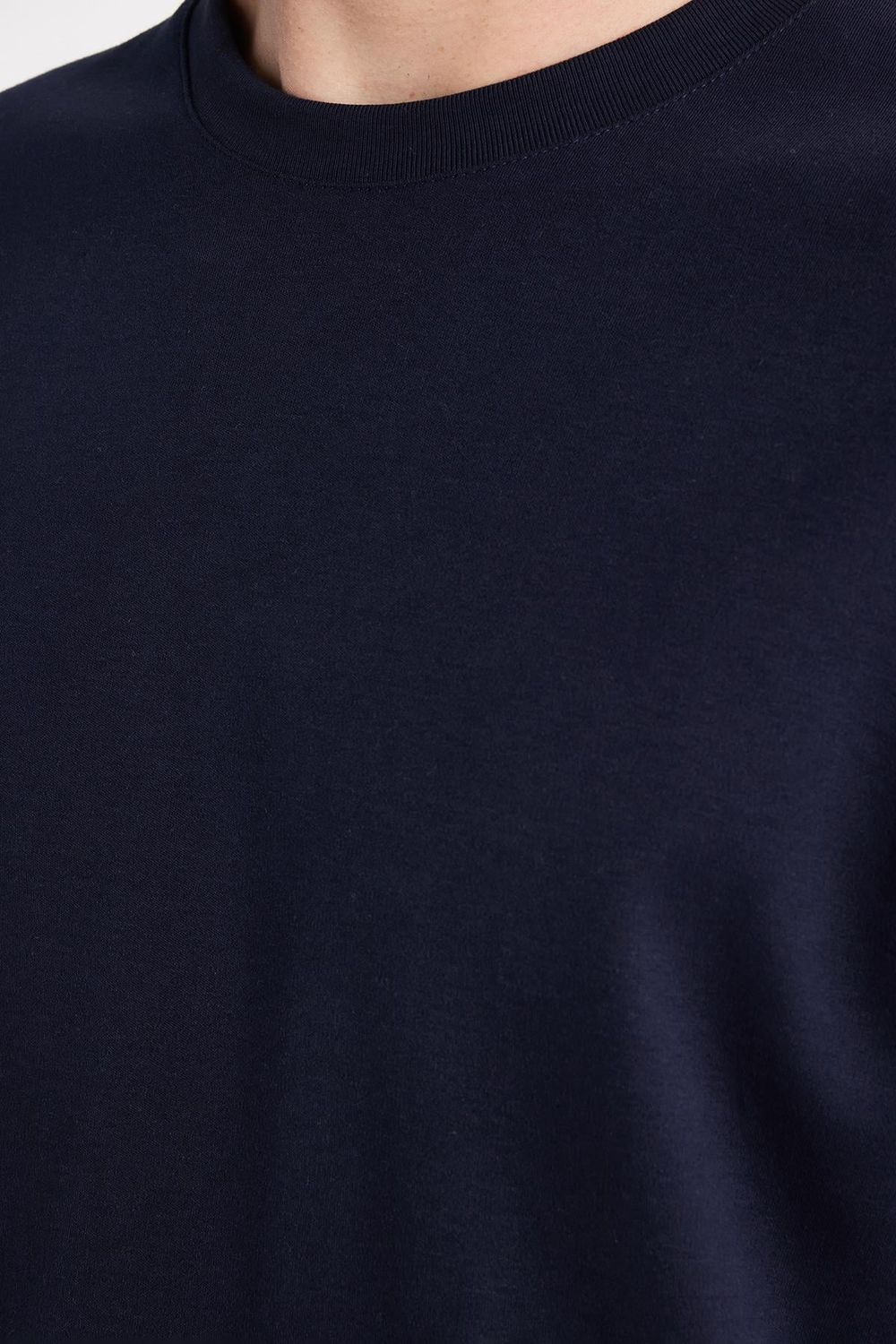Unisex Relax Fit Rahat Kesim %100 Pamuk Yumuşak Dokulu Hafif Kalın Bisiklet Yaka Lacivert Tişört