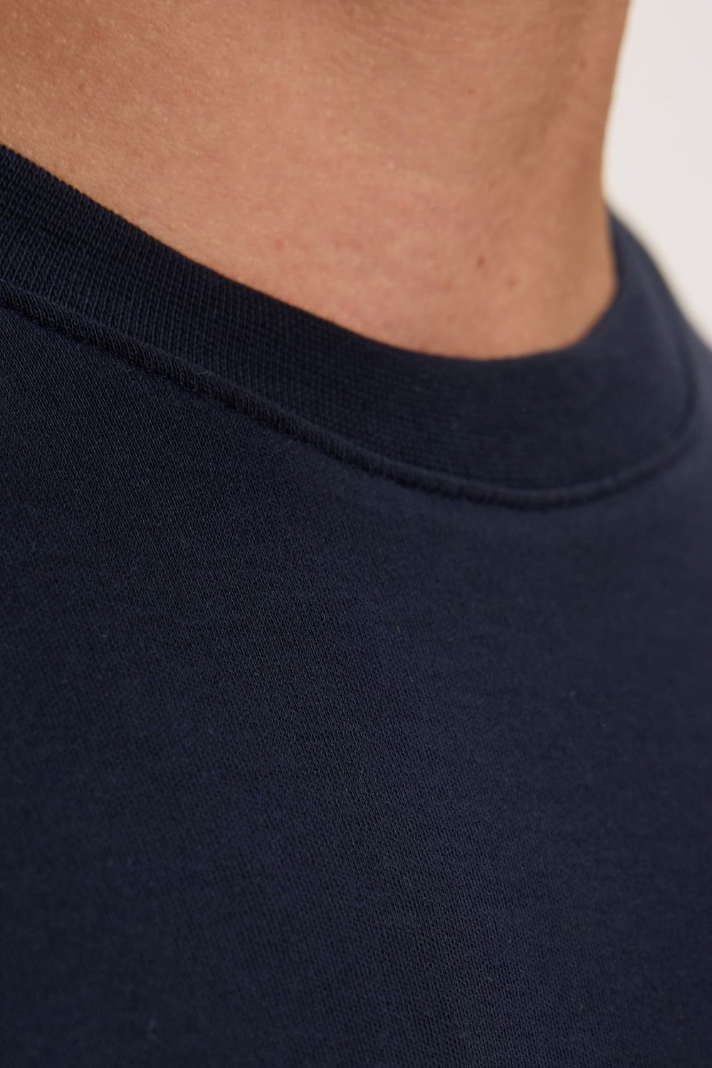 Unisex Relax Fit Rahat Kesim %100 Pamuk Yumuşak Dokulu Hafif Kalın Bisiklet Yaka Lacivert Tişört