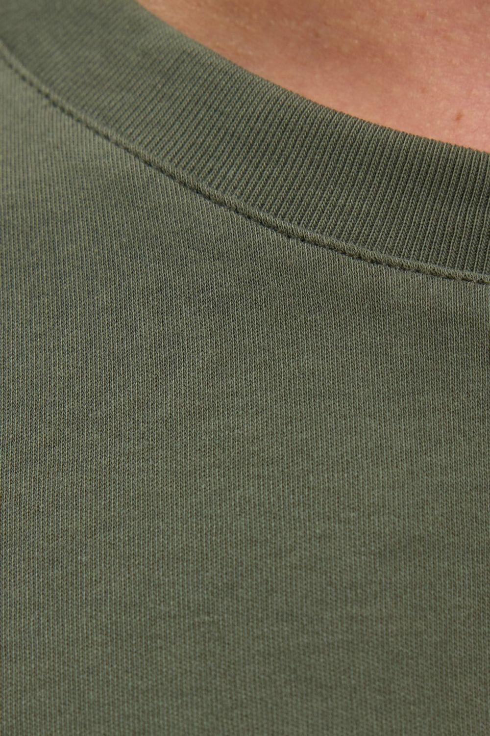 Unisex Relax Fit Rahat Kesim %100 Pamuk Yumuşak Dokulu Hafif Kalın Basic Bisiklet Yaka Haki Tişört