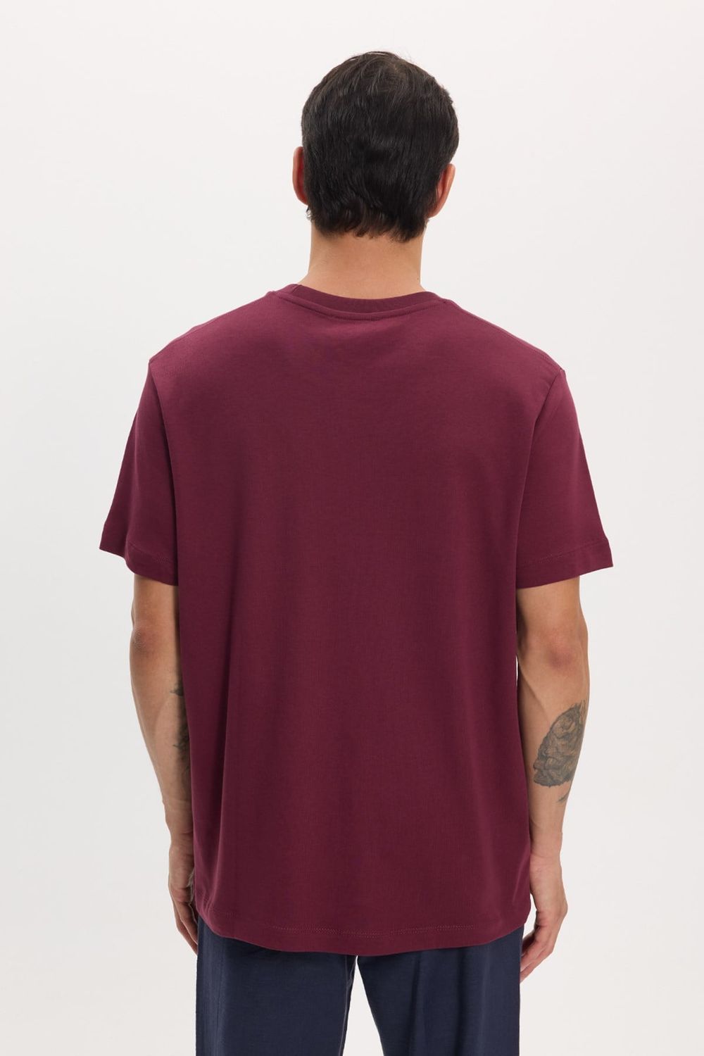 Unisex Relax Fit Rahat Kesim %100 Pamuk Yumuşak Dokulu Hafif Kalın Bordo Bisiklet Yaka Tişört