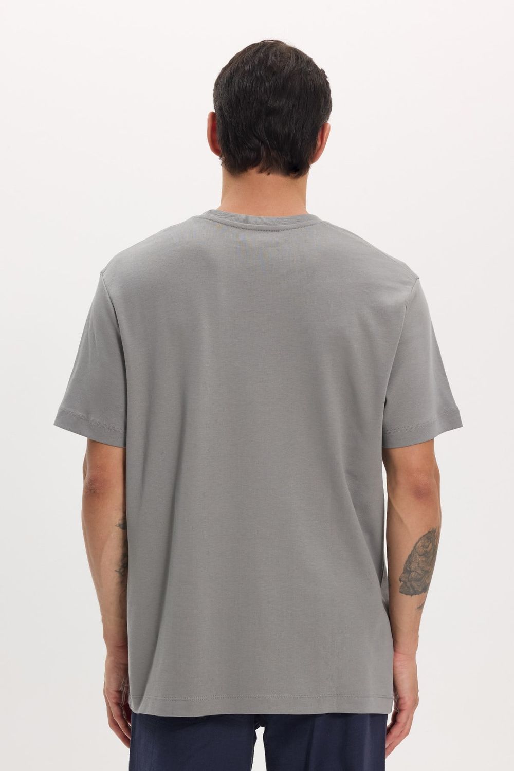 Unisex Relax Fit Rahat Kesim %100 Pamuk Yumuşak Dokulu Hafif Kalın Gri Bisiklet Yaka Tişört