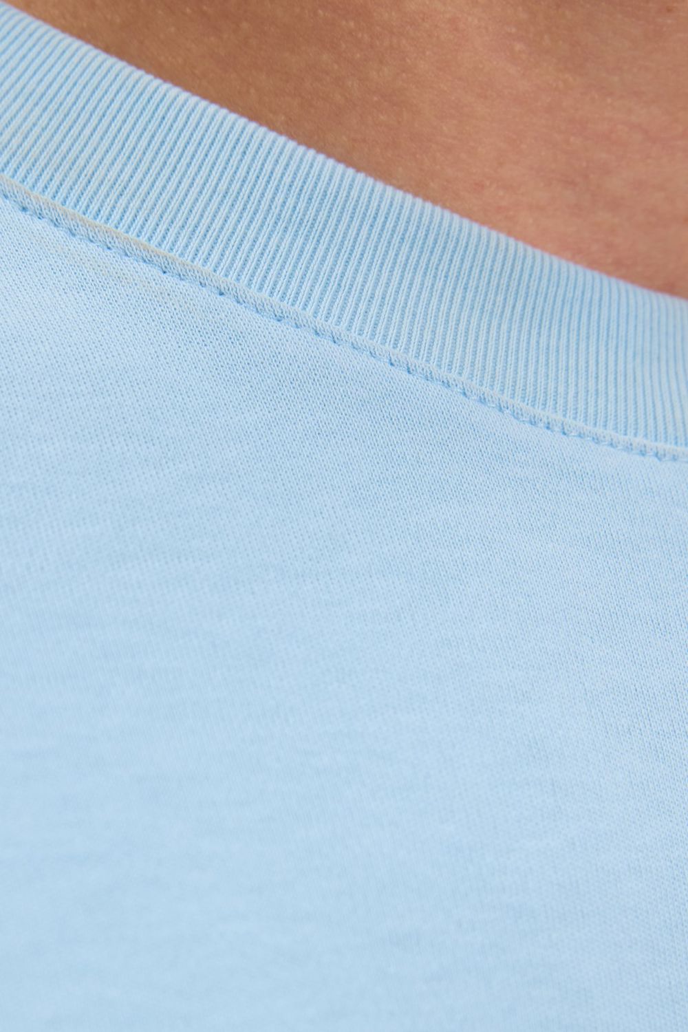 Unisex Relax Fit Rahat Kesim %100 Pamuk Yumuşak Dokulu Hafif Kalın Mavi Bisiklet Yaka Tişört