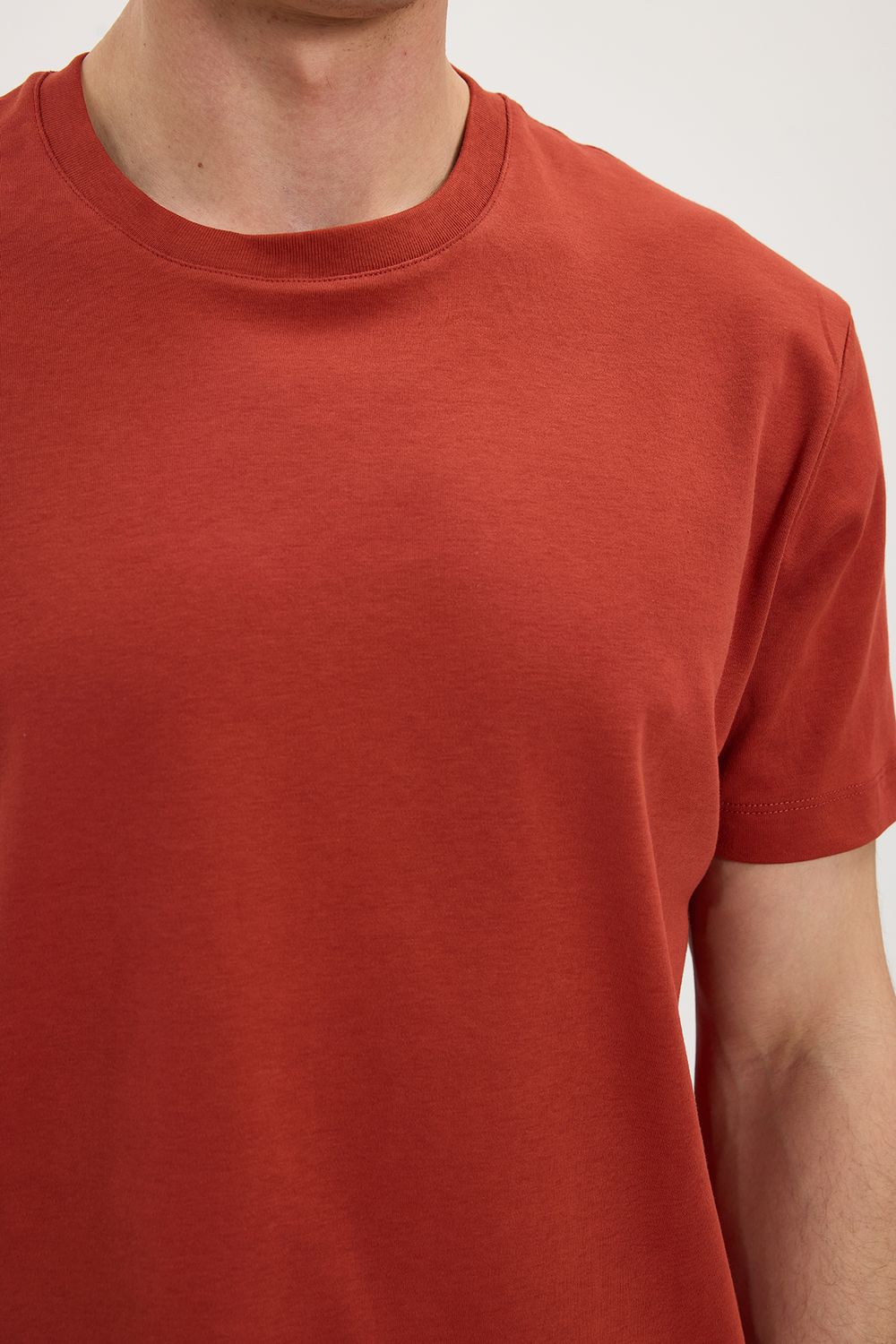 Unisex Relax Fit Rahat Kesim %100 Pamuk Yumuşak Dokulu Hafif Kalın Kiremit Bisiklet Yaka Tişört