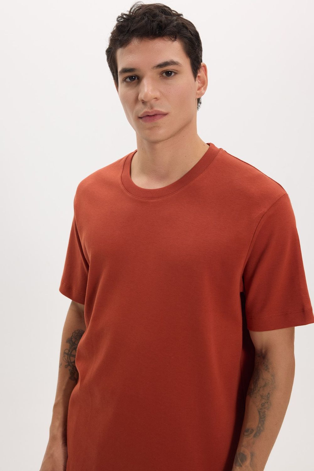 Unisex Relax Fit Rahat Kesim %100 Pamuk Yumuşak Dokulu Hafif Kalın Kiremit Bisiklet Yaka Tişört