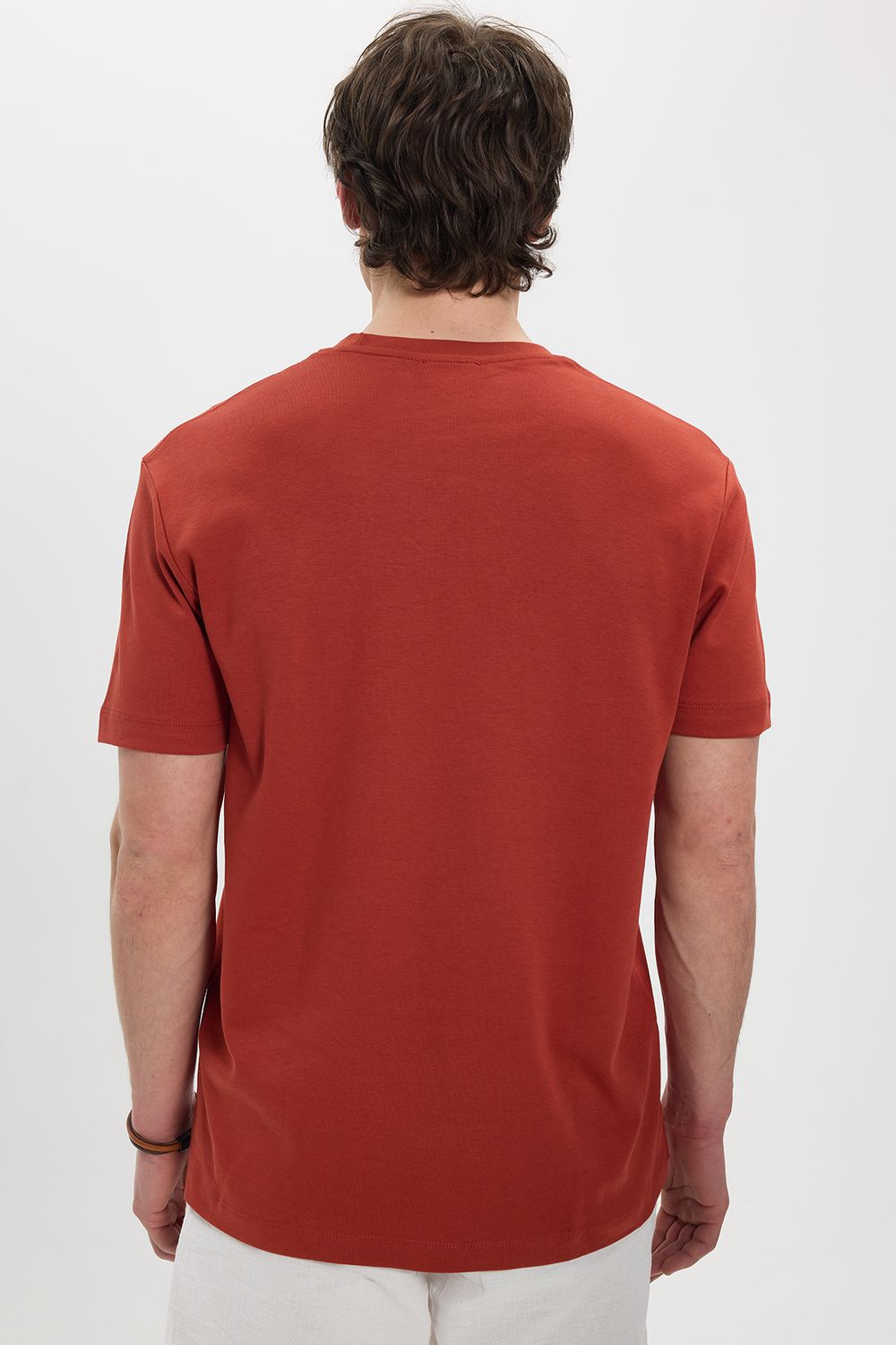Unisex Relax Fit Rahat Kesim %100 Pamuk Yumuşak Dokulu Hafif Kalın Kiremit Bisiklet Yaka Tişört