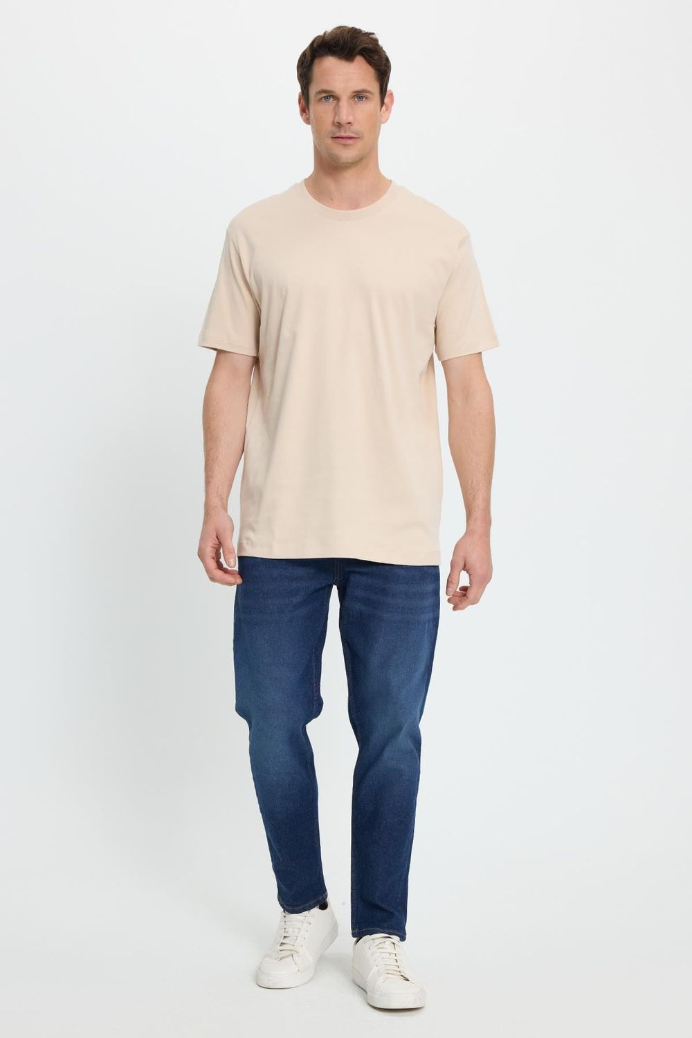 Unisex Relax Fit Rahat Kesim %100 Pamuk Yumuşak Dokulu Hafif Kalın Basic Bisiklet Yaka Taş Tişört