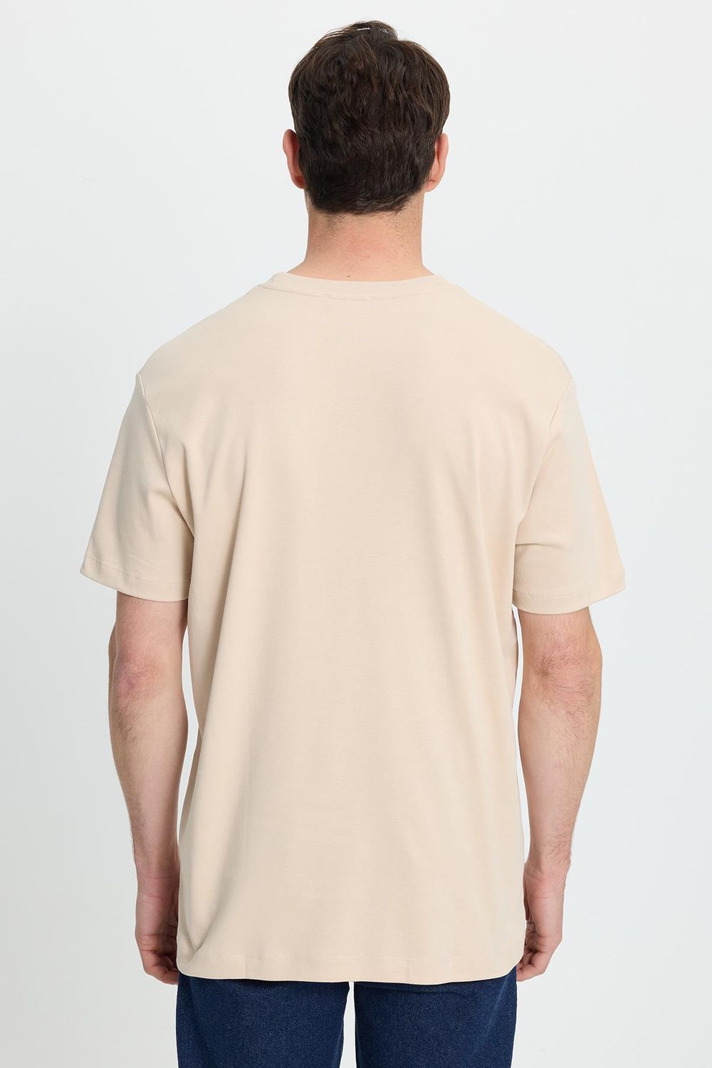 Unisex Relax Fit Rahat Kesim %100 Pamuk Yumuşak Dokulu Hafif Kalın Basic Bisiklet Yaka Taş Tişört