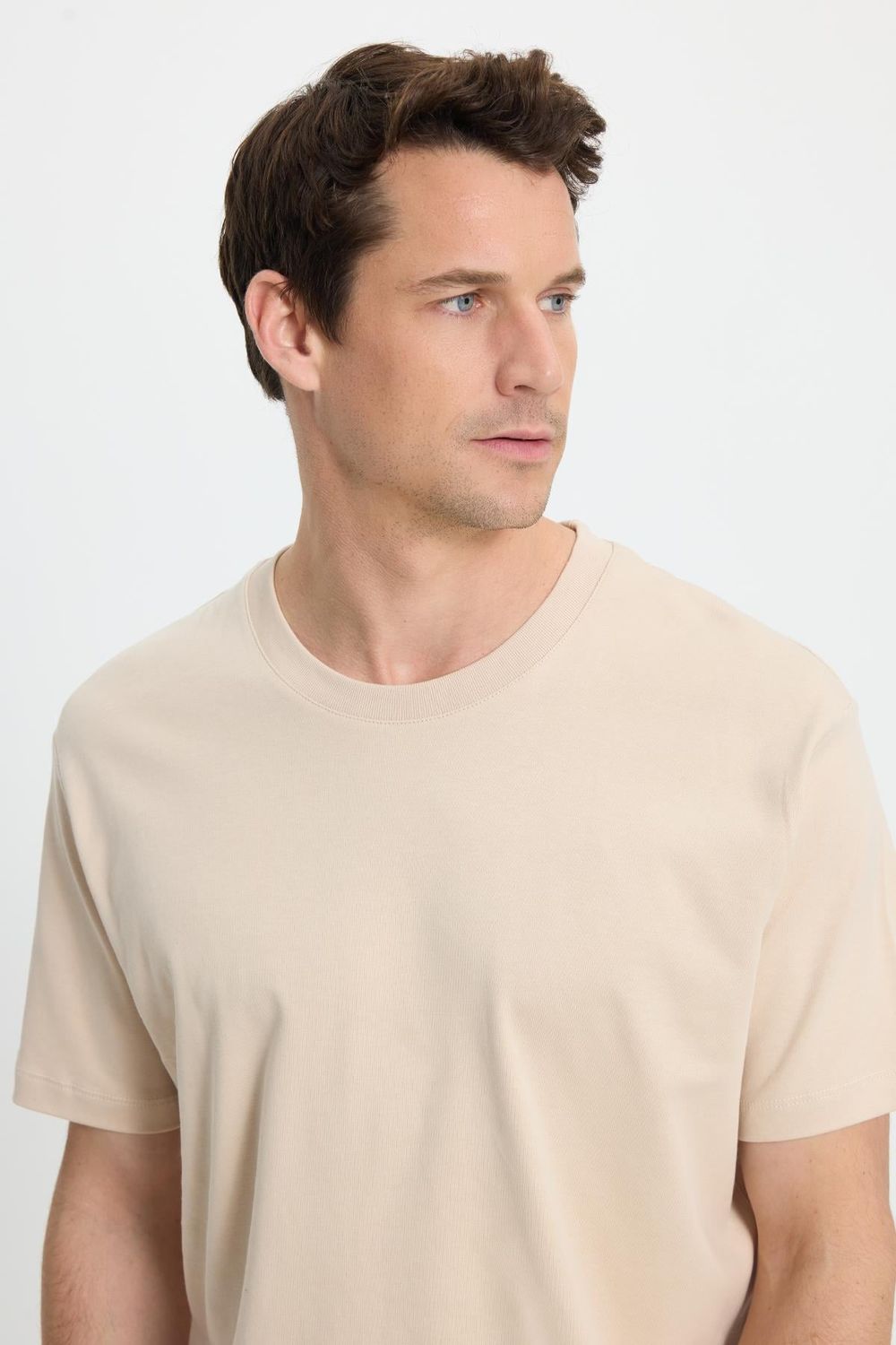 Unisex Relax Fit Rahat Kesim %100 Pamuk Yumuşak Dokulu Hafif Kalın Basic Bisiklet Yaka Taş Tişört