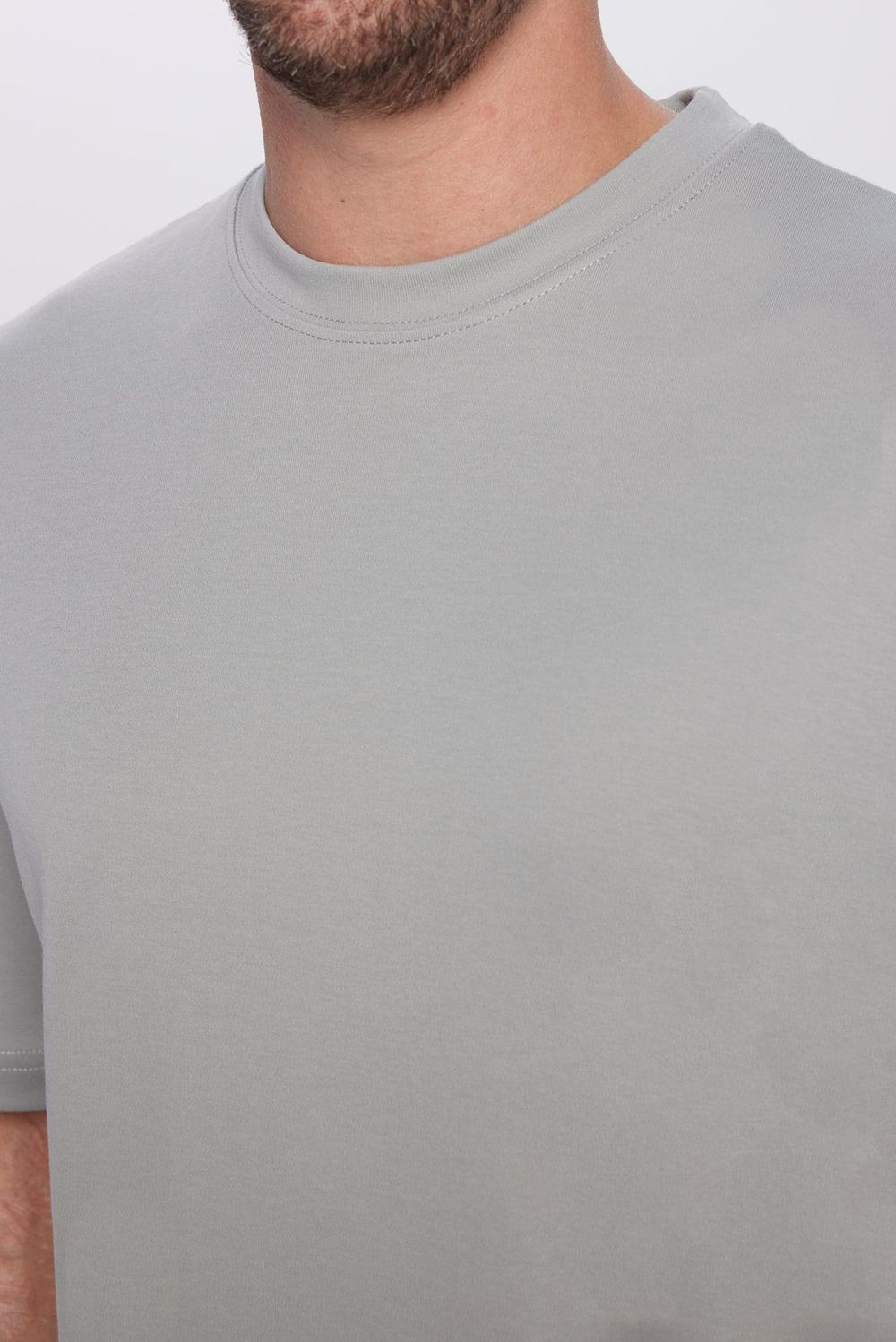 Unisex Oversize Geniş Kesim %100 Pamuk Yumuşak Dokulu Basic Bisiklet Yaka Gri Tişört