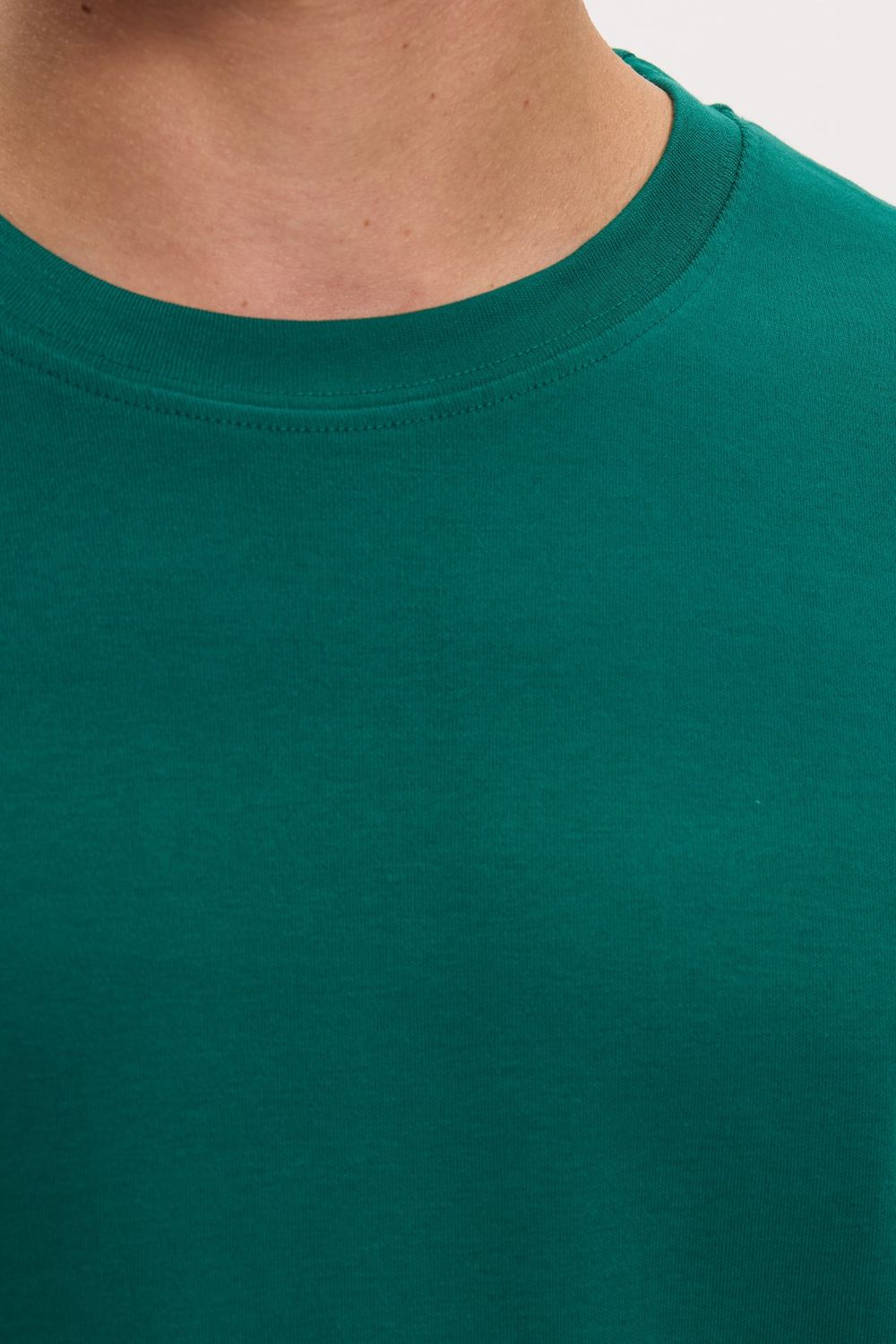 Unisex Oversize Geniş Kesim %100 Pamuk Yumuşak Dokulu Basic Bisiklet Yaka Yeşil Tişört