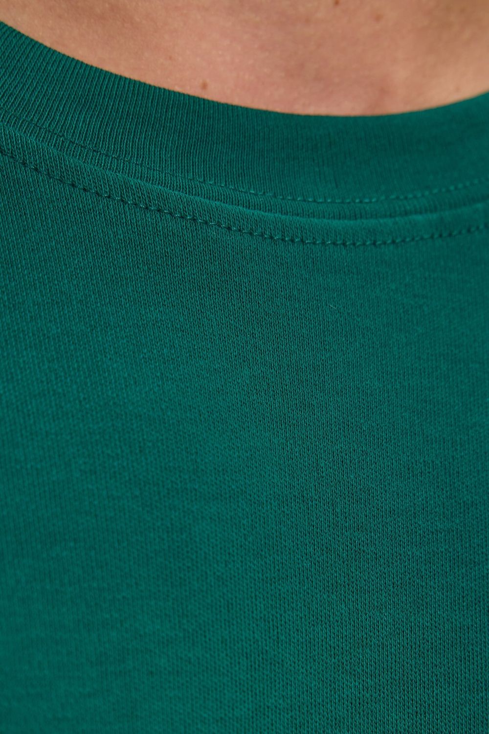 Unisex Oversize Geniş Kesim %100 Pamuk Yumuşak Dokulu Basic Bisiklet Yaka Yeşil Tişört
